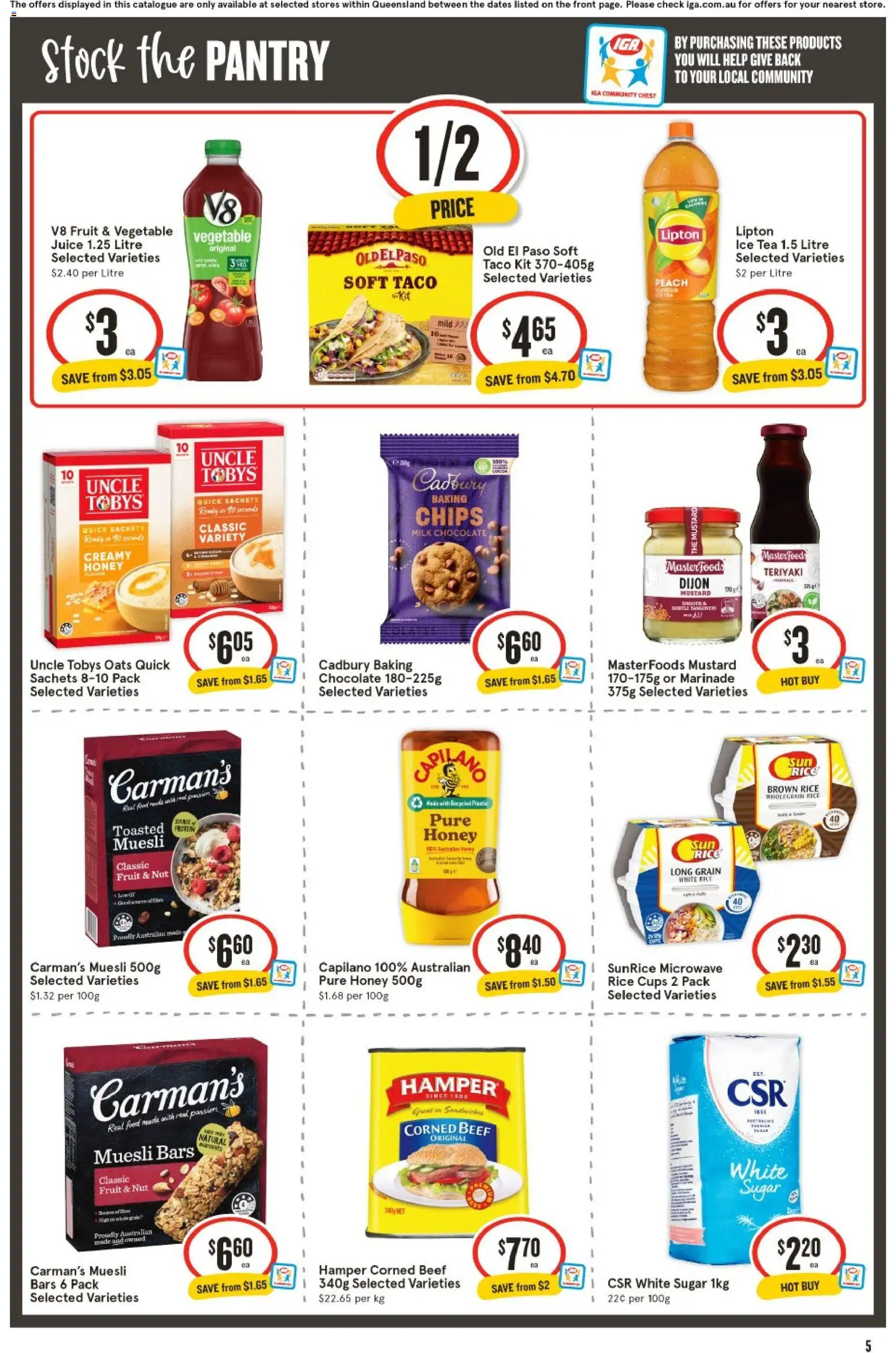 IGA catalogue - valid from 04.02.2026 | Page: 5 | Products: Milk, Juice, Honey, Rice
