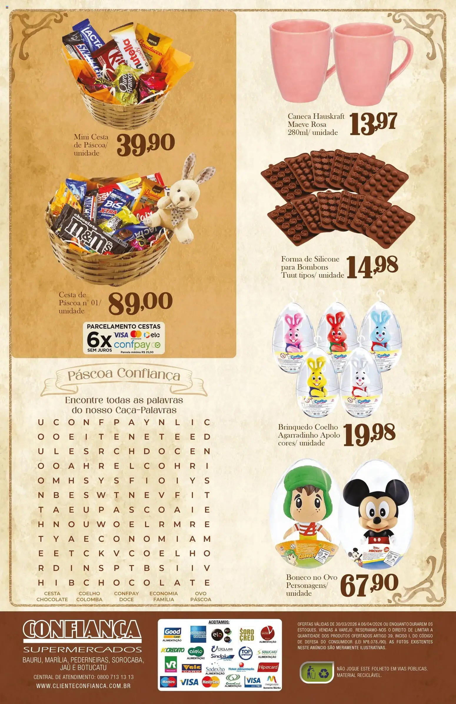 Confiança Folheto - válido de 30.03.2026 | Página: 4 | Produtos: Hauskraft, Cesta, Caneca, Chocolate