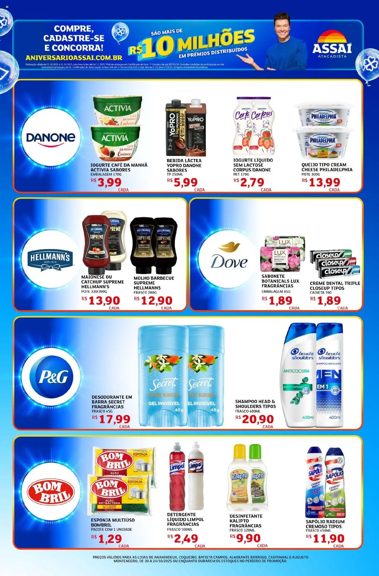 Assaí Atacadista Folheto - válido de 20.10.2025 | Página: 5 | Produtos: Detergente, Dove, Creme dental, Desinfetante