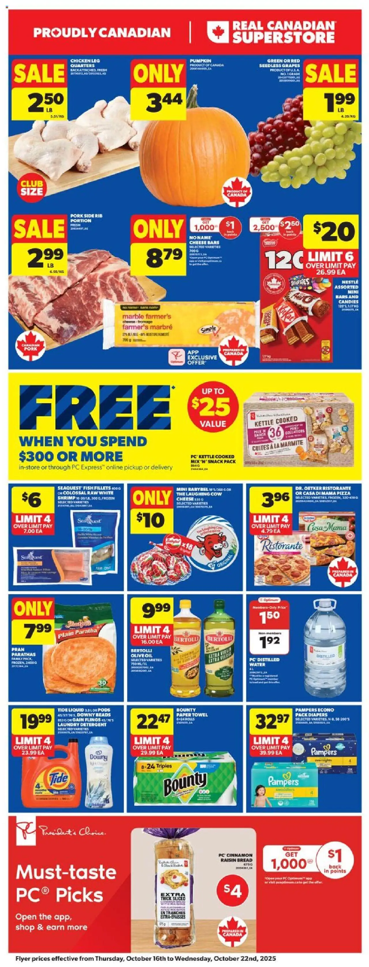 Real Canadian Superstore flyer valid from 16.10.2025 | Page: 3 | Products: Fish, PC, Pizza, Chicken