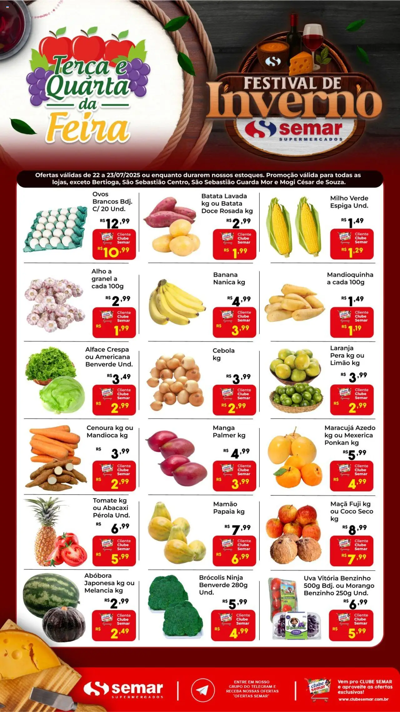 Semar Supermercado Folheto - válido de 22.07.2025 | Página: 1 | Produtos: Mexerica, Cebola, Ovos, Cenoura
