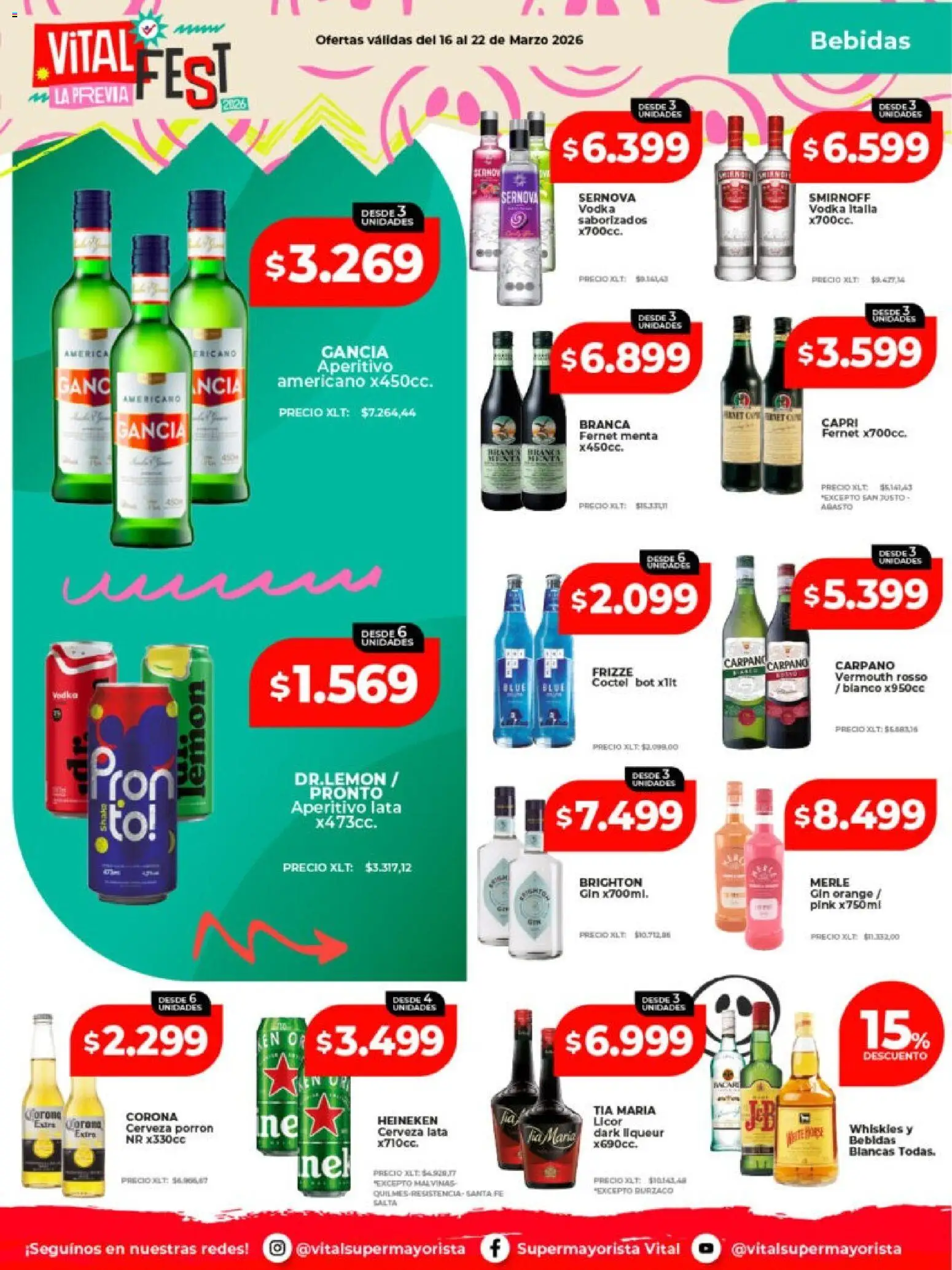 Vital - Ofertas - Posadas │ válido desde el 16.03.2026 | Página: 19 | Productos: Vodka, Gin, Fernet, Cerveza