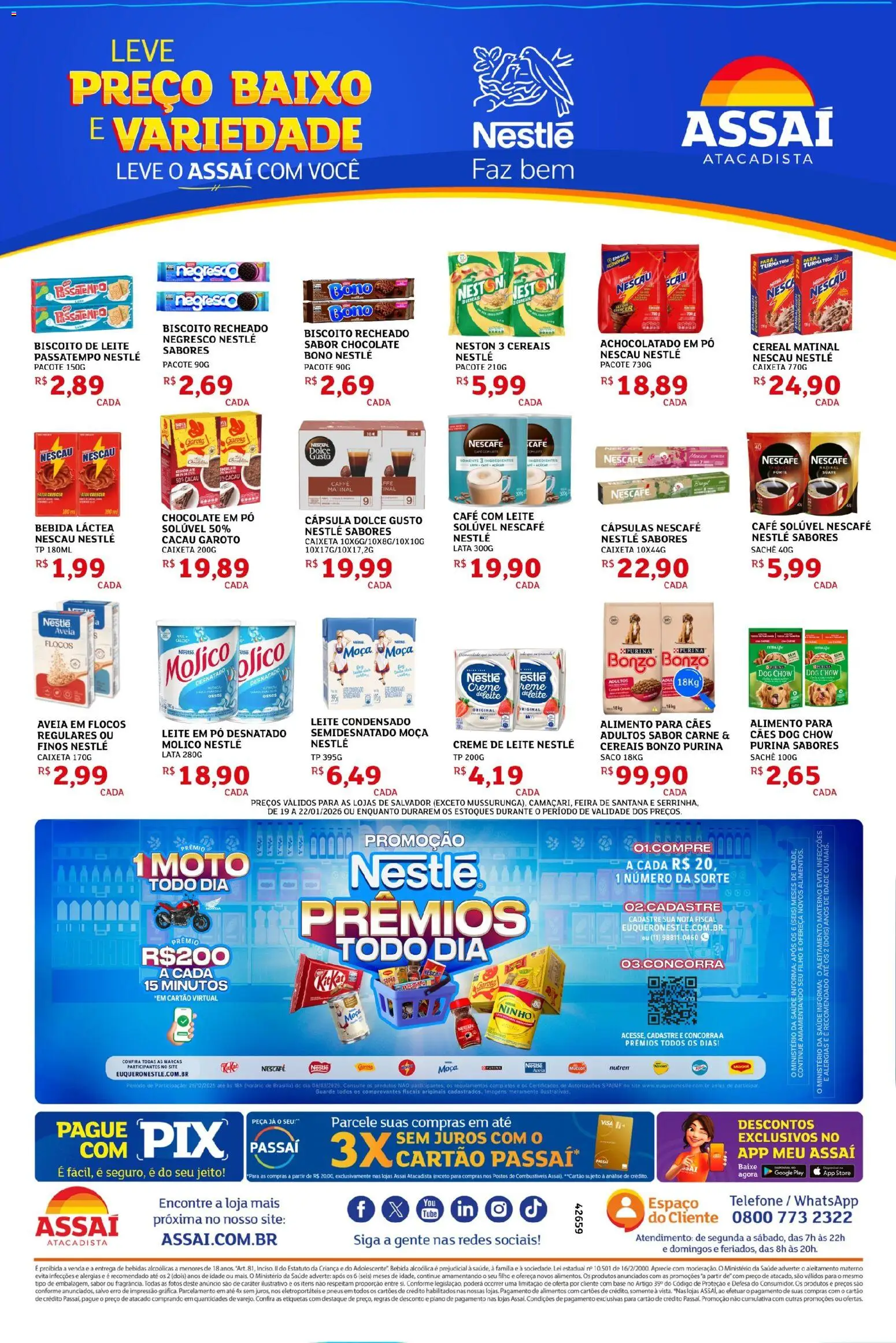 Assaí Atacadista Folheto - válido de 19.01.2026 | Página: 3 | Produtos: Achocolatado, Base, Carne, Flocos