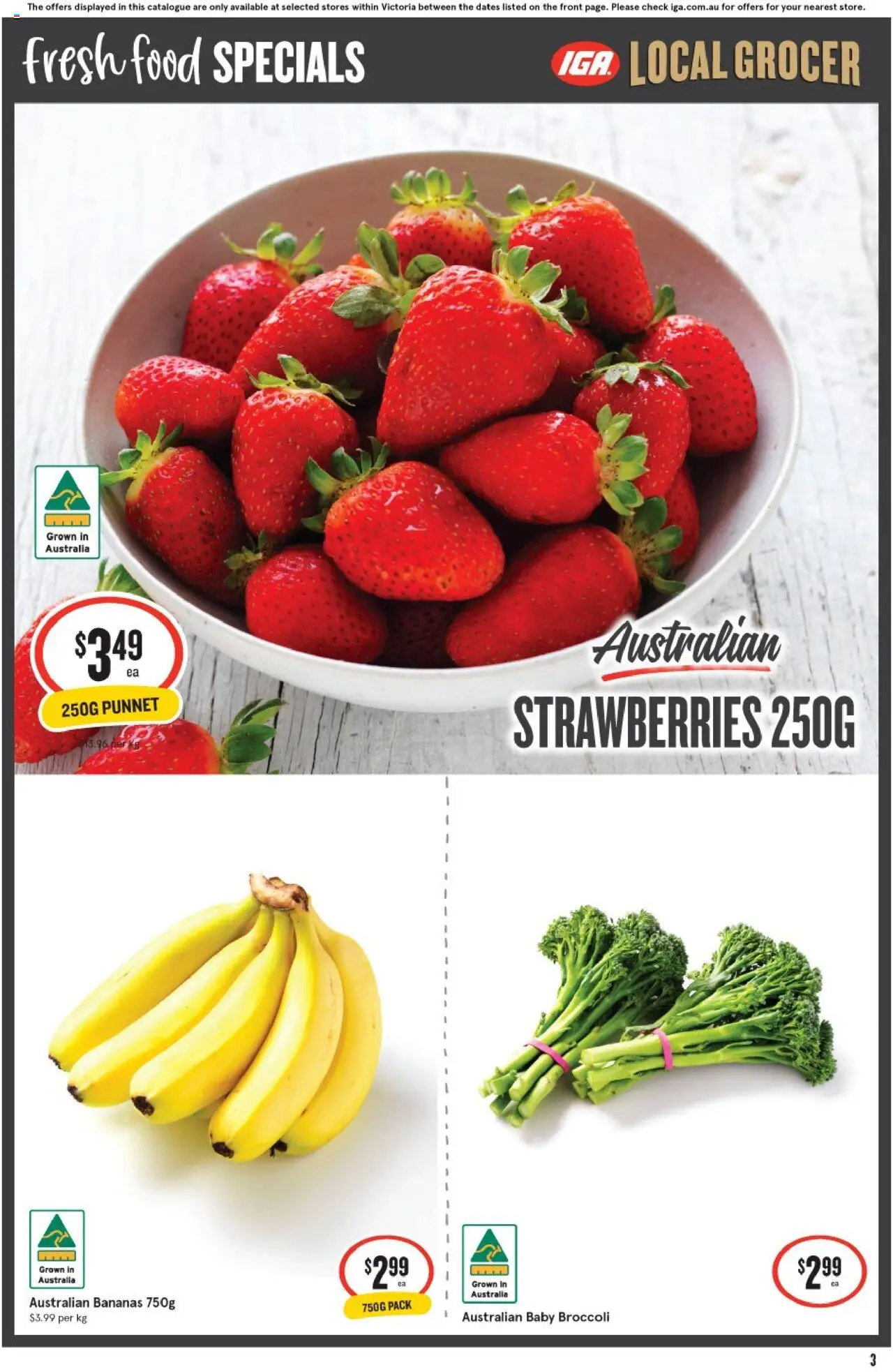 IGA catalogue - valid from 27.08.2025 | Page: 3 | Products: Bananas, Strawberries