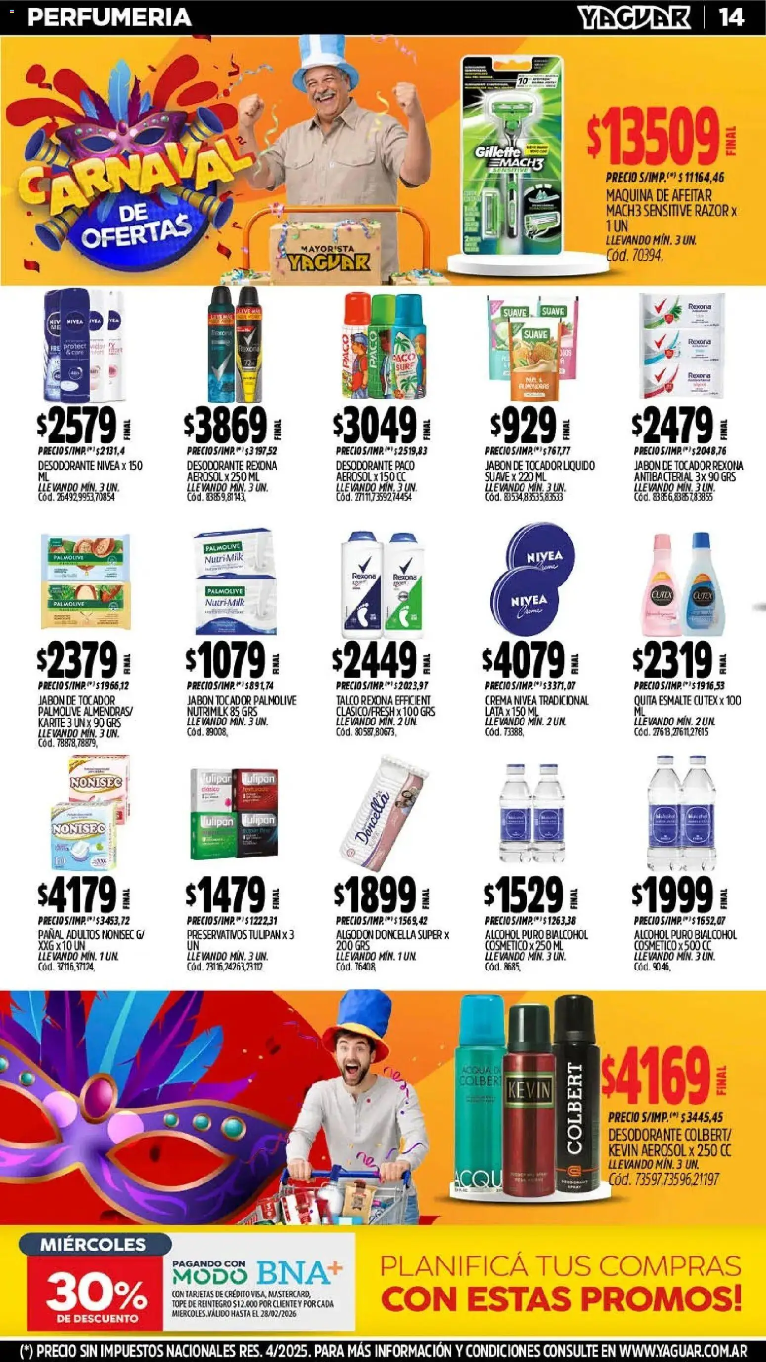 Yaguar - Oferta Semanal Salta │ válido desde el 16.02.2026 | Página: 13 | Productos: Algodón, Maquina de afeitar, Jabón, Desodorante