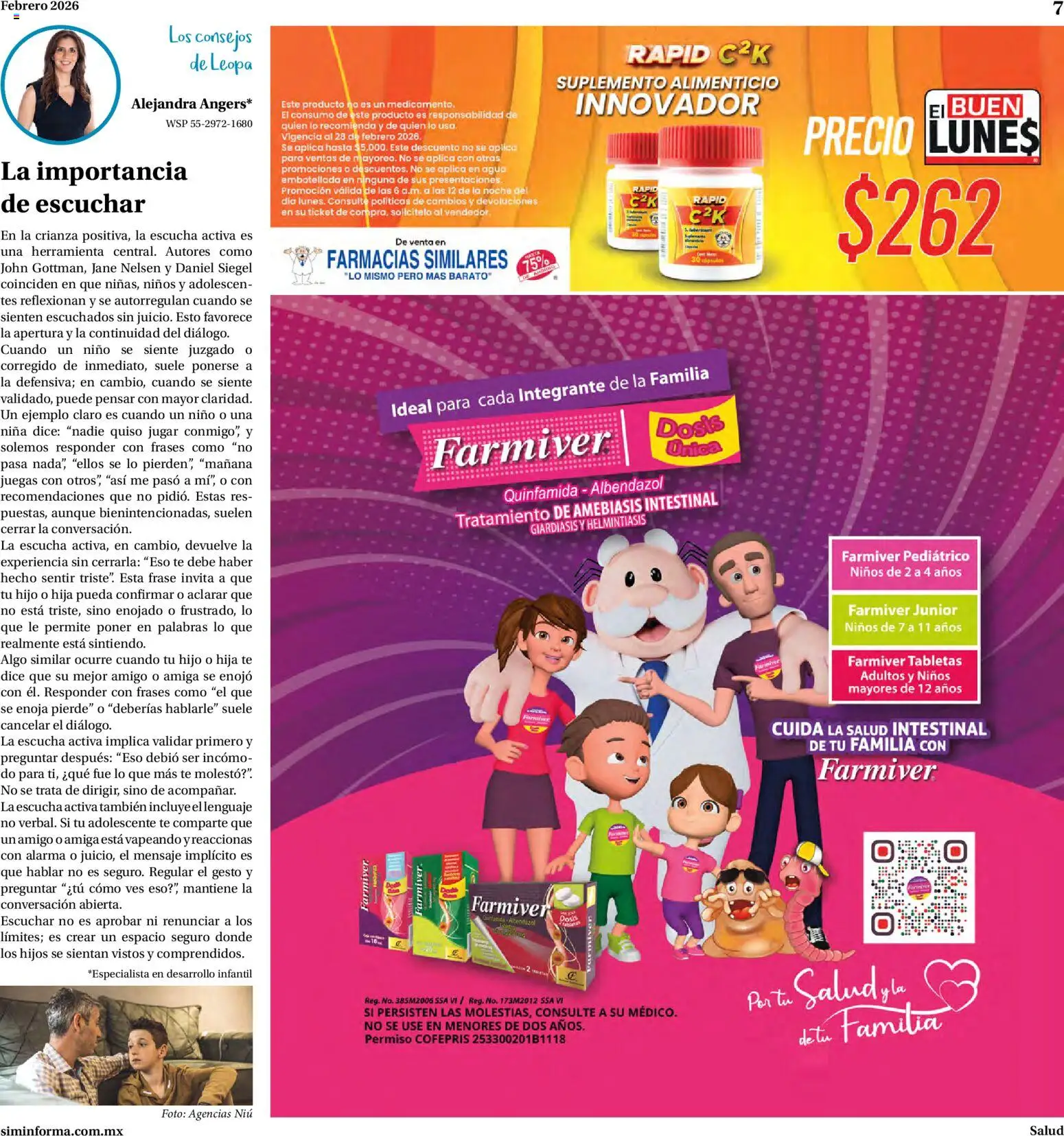 Nuevas ofertas de Farmacias Similares válidas en toda la República Mexicana desde el 01.02.2026. ¡Encuentra las mejores ofertas en Farmacias Similares catálogo! | Página: 7 | Productos: Agua, Res, Alarma, Té