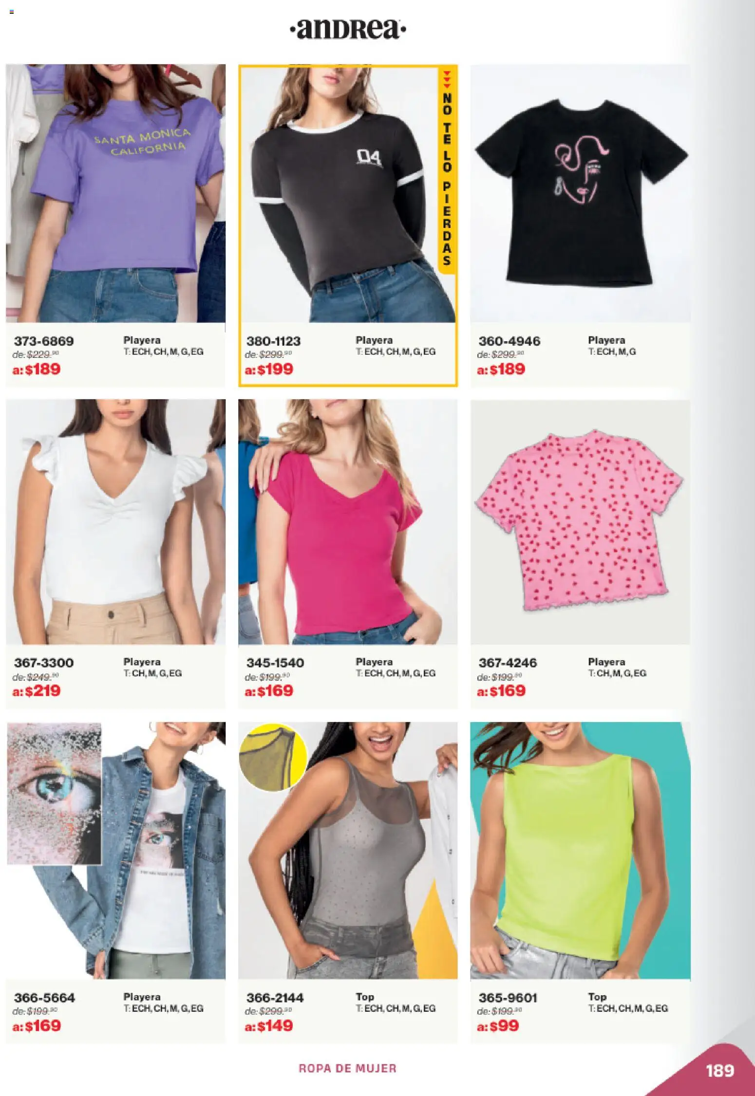 Nuevas ofertas de Andrea válidas en toda la República Mexicana desde el 02.11.2025. ¡Encuentra las mejores ofertas en Andrea catálogo Outlet! | Página: 189 | Productos: Ropa, Playera