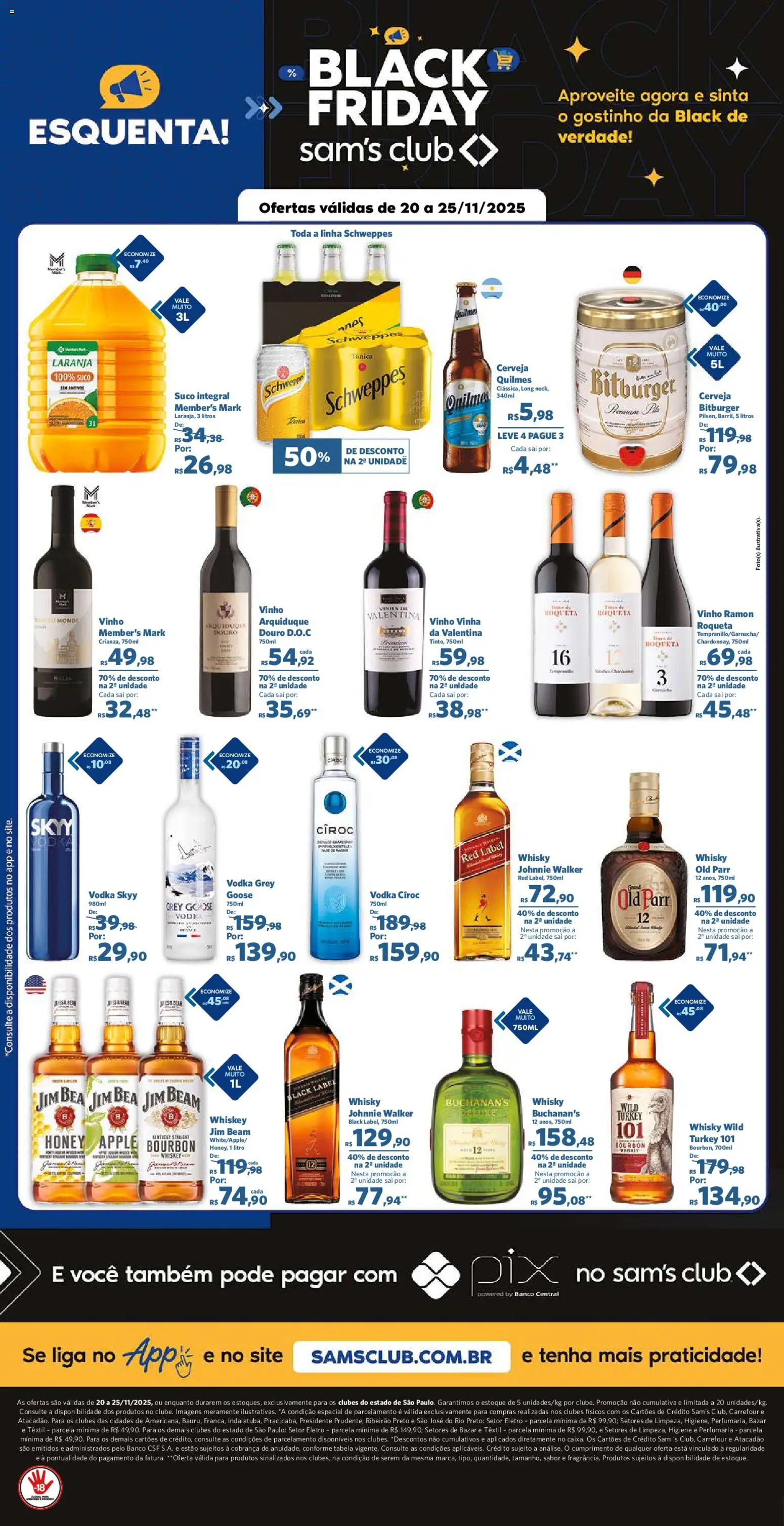 Sam's Club Folheto - válido de 20.11.2025 | Página: 5 | Produtos: Whisky, Suco, Cerveja, Bourbon