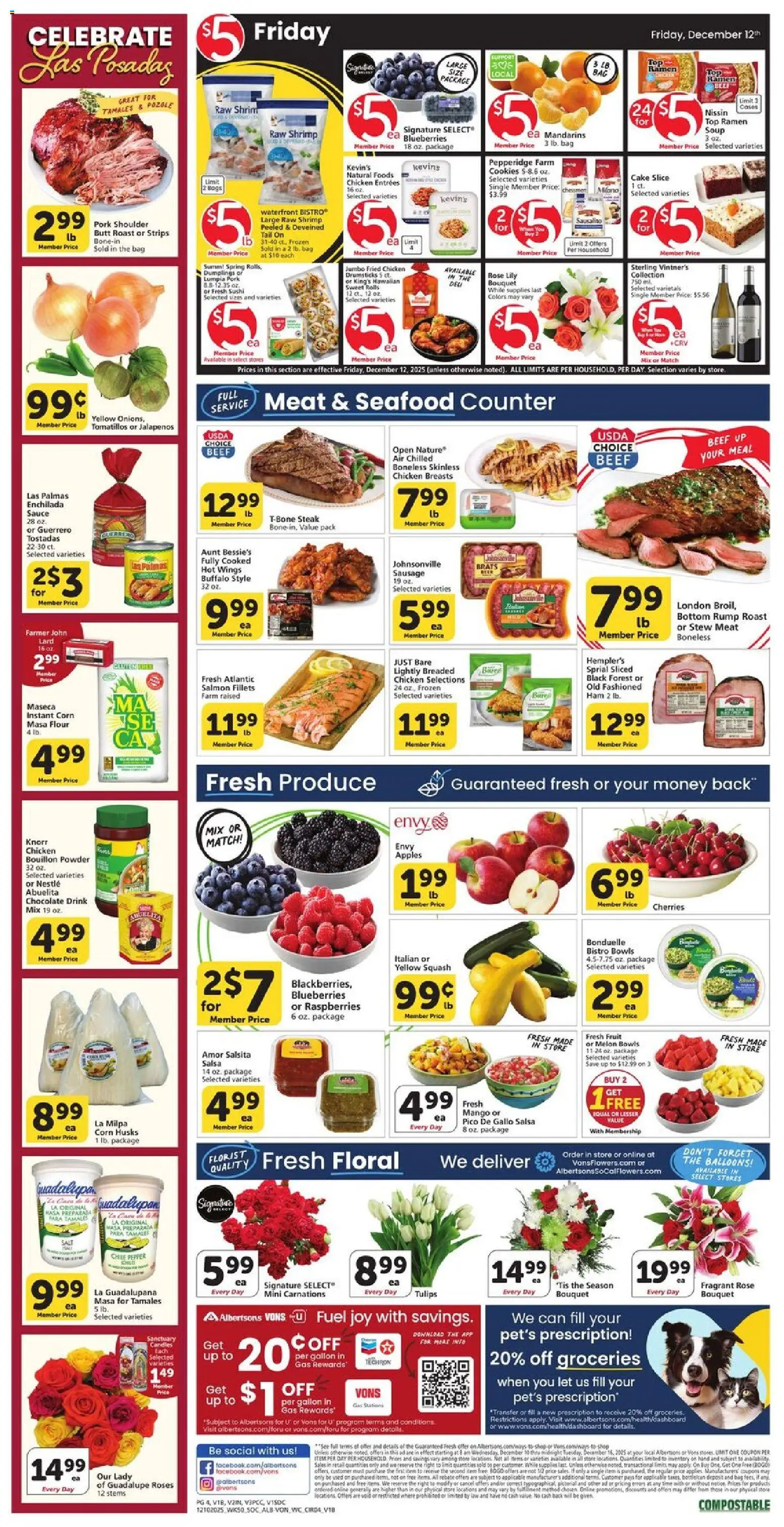 Vons Weekly Ad - SoCal - valid from 10.12.2025 | Page: 4 | Products: Pork, Cookies, Mango, Blueberries