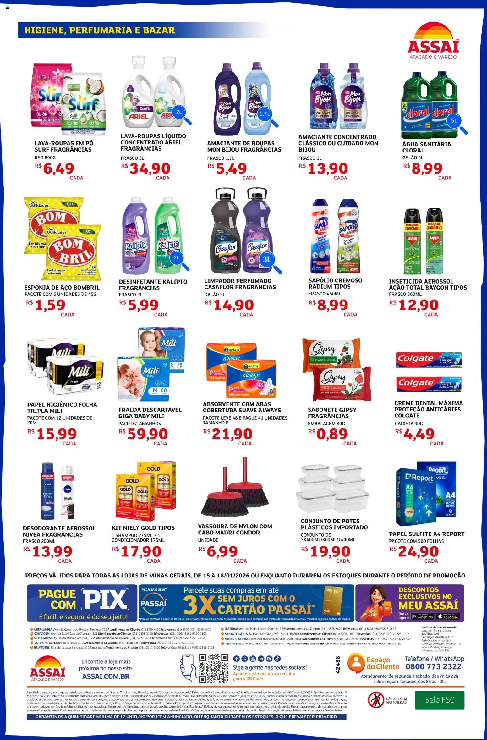 Assaí Atacadista Folheto - válido de 15.01.2026 | Página: 4 | Produtos: Amaciante de roupas, Base, Roupas, Água sanitária