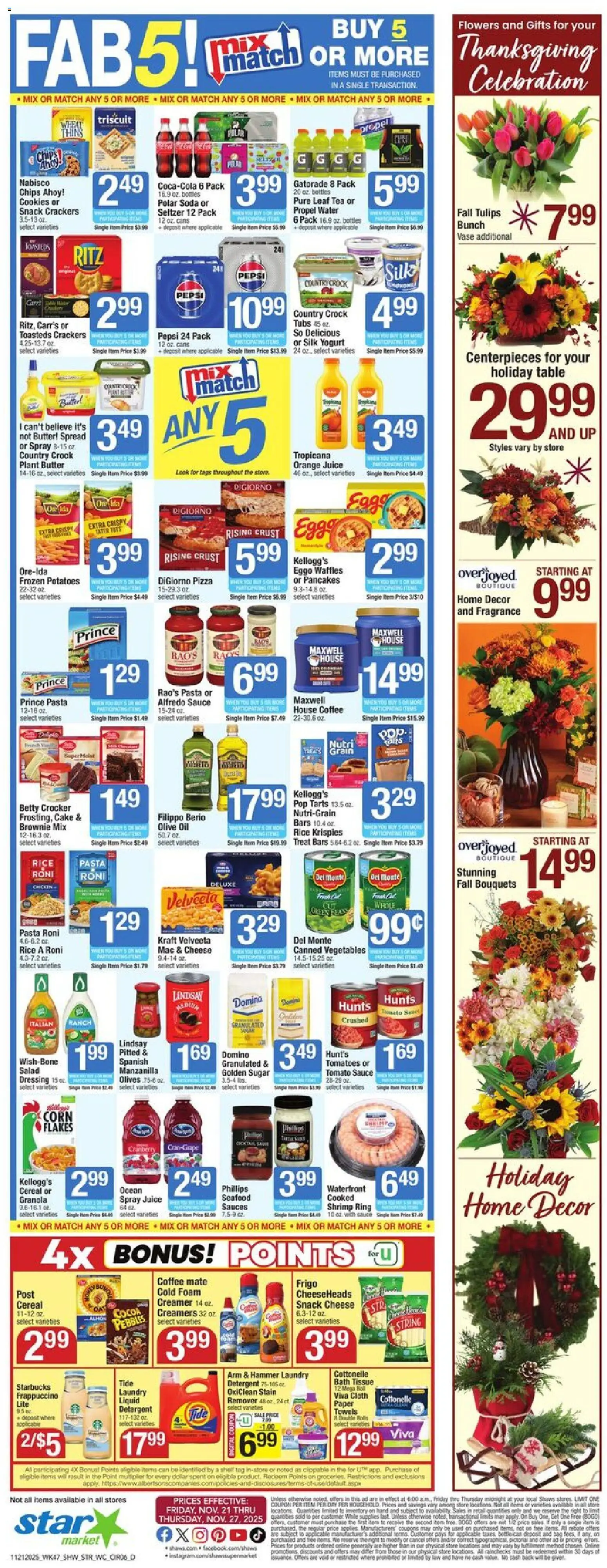 Star Market Weekly Ad - valid from 21.11.2025 | Page: 6 | Products: Table, Detergent, Cookies, Salad
