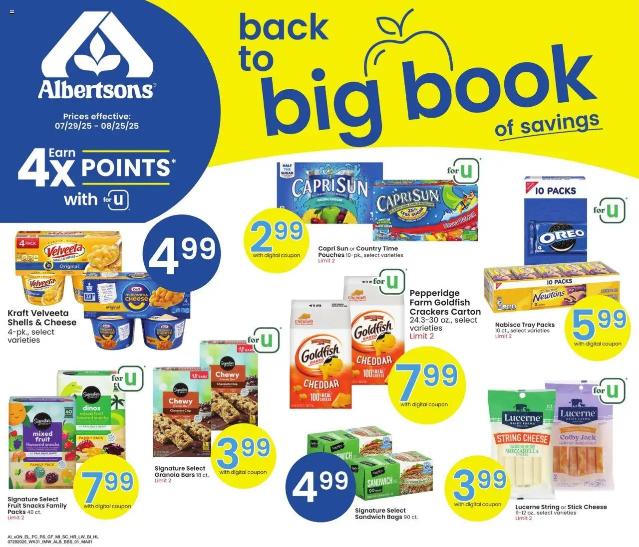 Albertsons Big Book of Savings - valid from 29.07.2025 | Page: 1 | Products: Cheese, Chocolate, Juice, Chocolate Chip