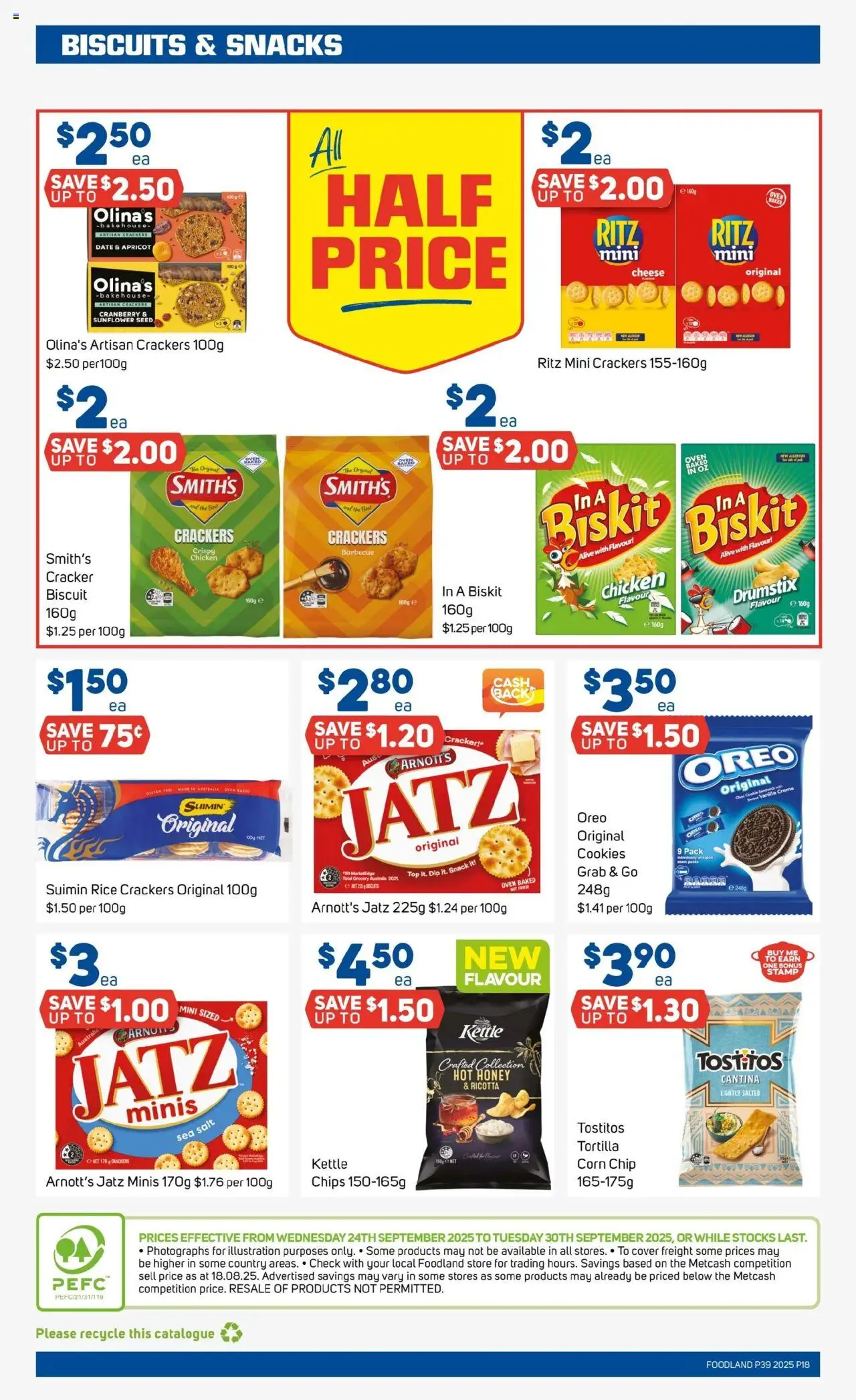 Foodland catalogue - valid from 24.09.2025 | Page: 18 | Products: Crackers, Chips, Biscuits, Oven