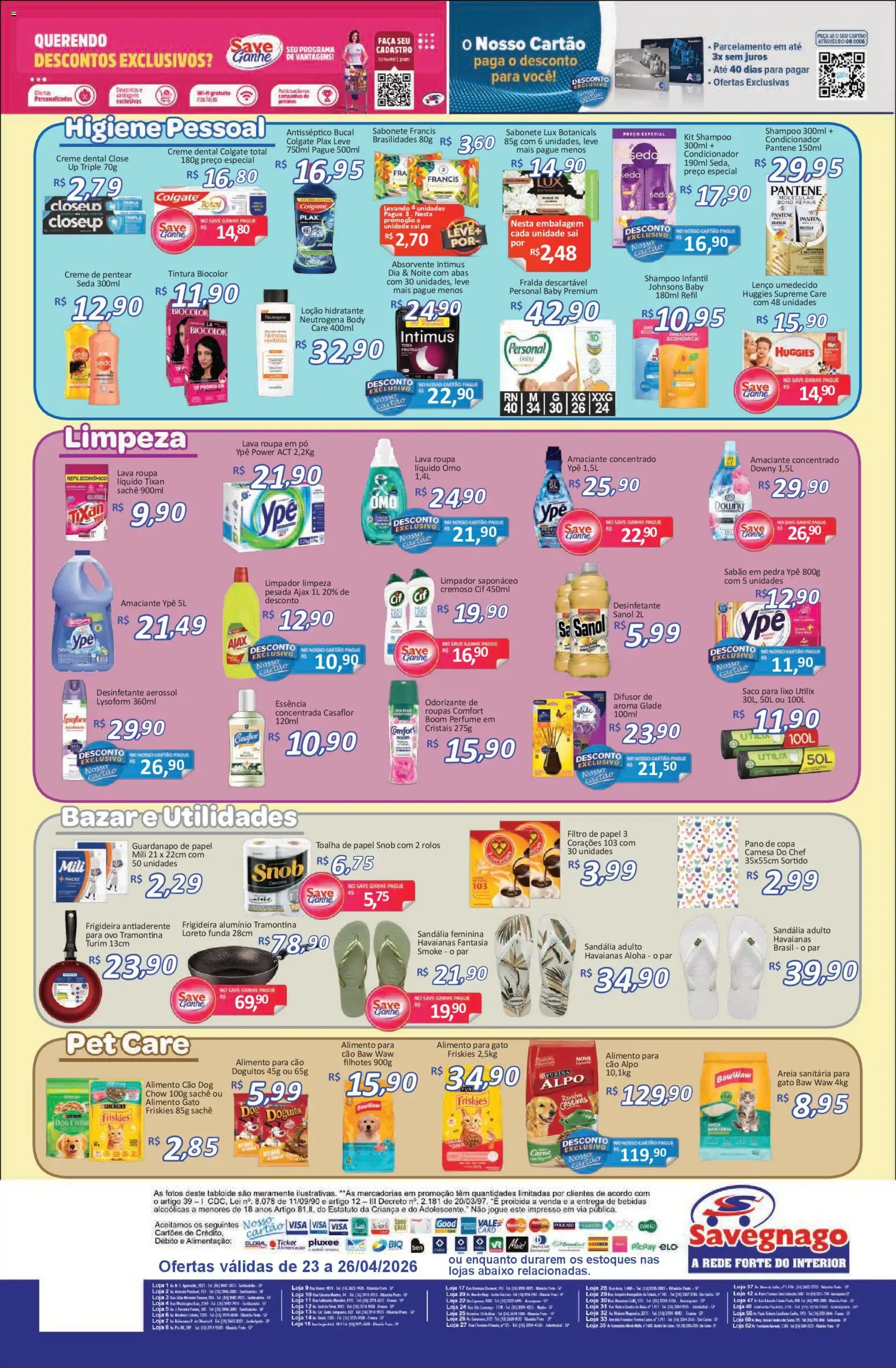 Savegnago Folheto - válido de 23.04.2026 | Página: 4 | Produtos: Lenço, Roupas, Lenço umedecido, Absorvente
