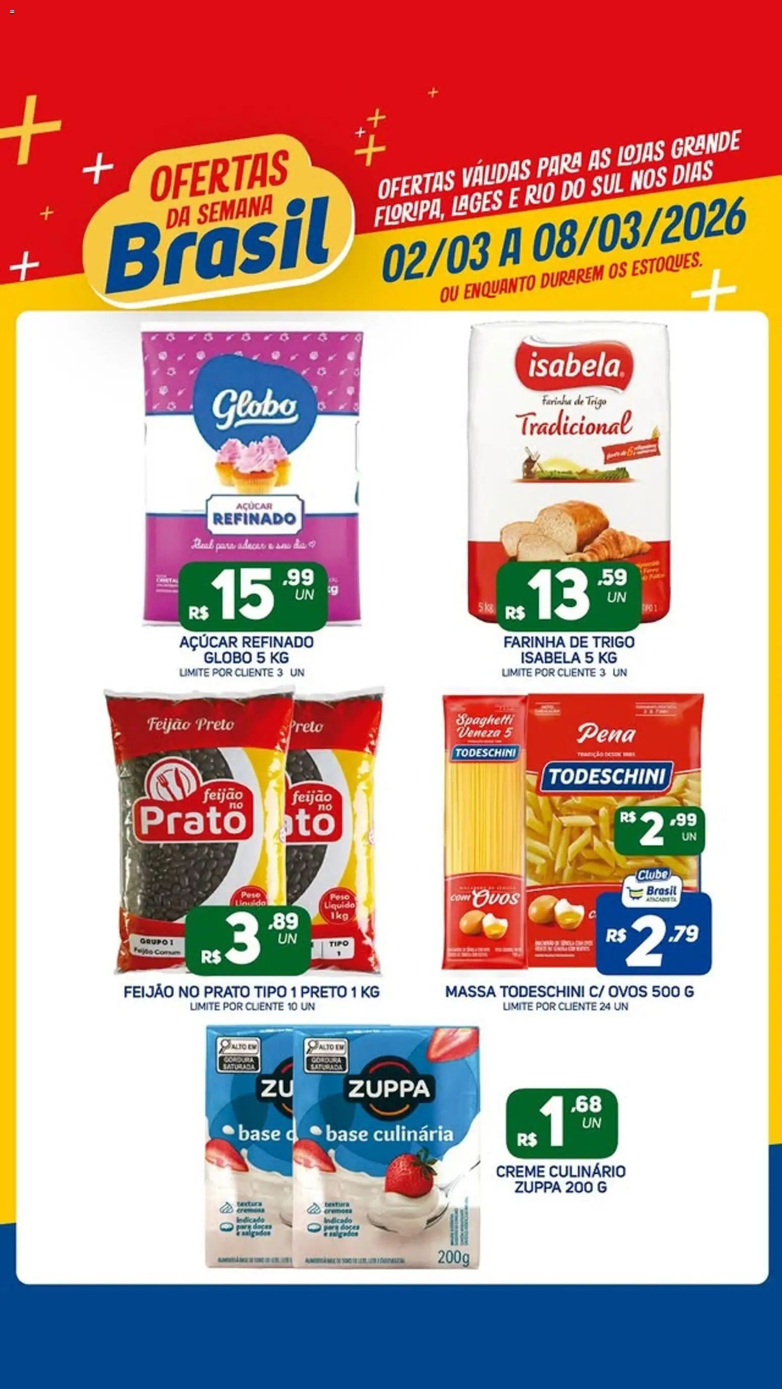 Brasil Atacadista Folheto - válido de 02.03.2026 | Página: 2 | Produtos: Feijão, Farinha de trigo, Massa, Açúcar