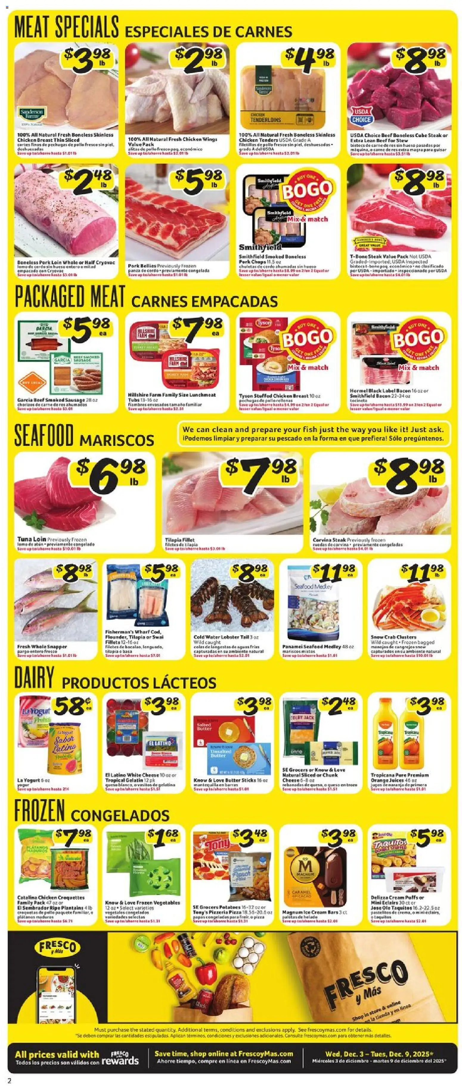 Fresco y Más Weekly Ad - valid from 03.12.2025 | Page: 2 | Products: Yogurt, Pork, Ice cream, Potatoes