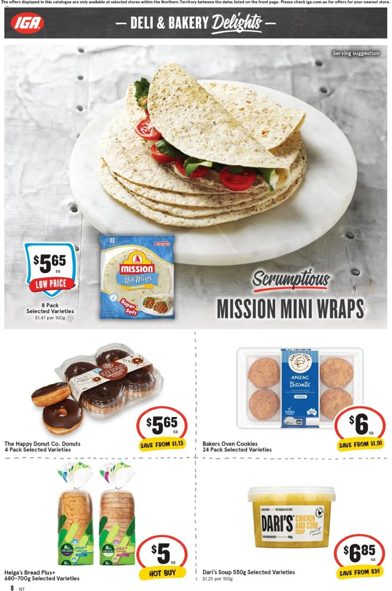 IGA catalogue - valid from 13.08.2025 | Page: 8 | Products: Donuts, Biscuits, Oven, Bakery