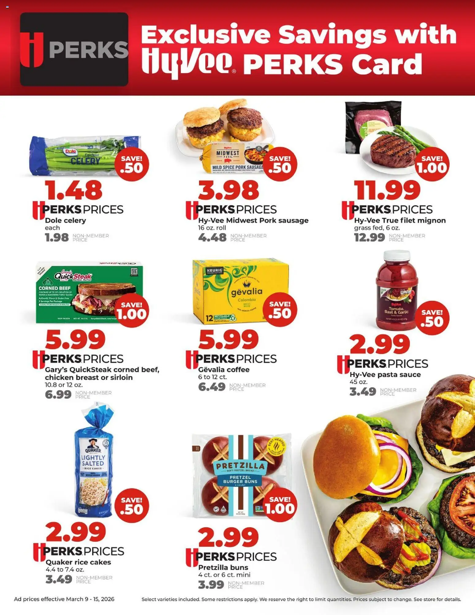 HyVee Weekly Ad - valid from 09.03.2026 | Page: 4 | Products: Coffee, Pork, Rice, Sausage