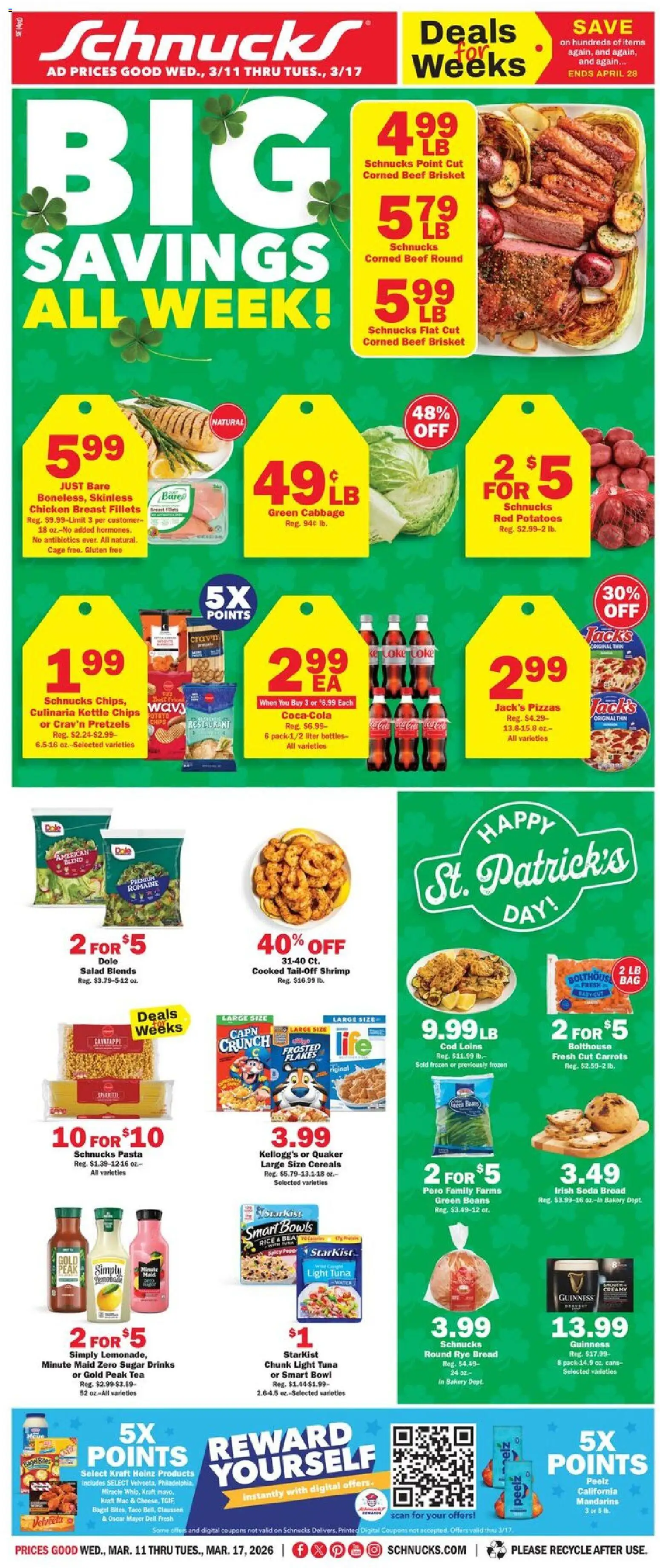 Schnucks Weekly Print Ad - IN - valid from 11.03.2026 | Page: 1 | Products: Beef, Chips, Sugar, Kettle