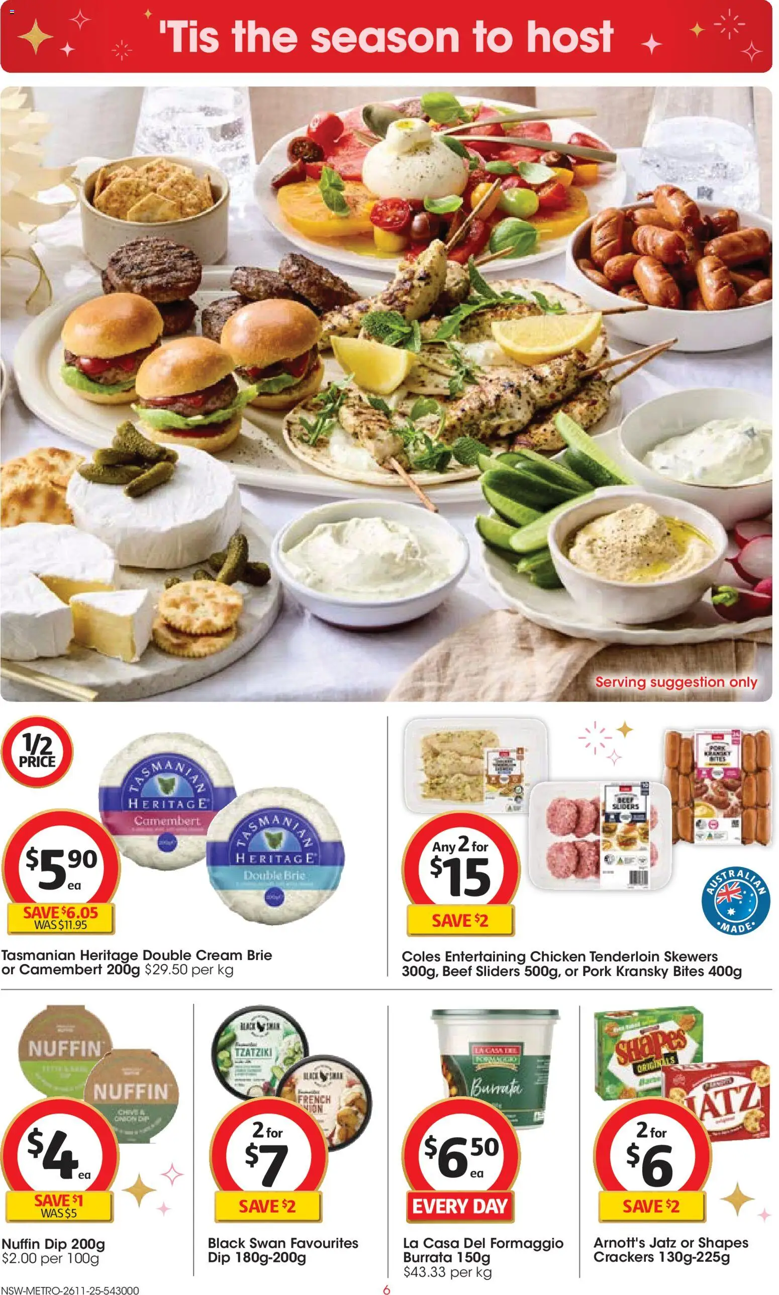 Coles catalogue - valid from 26.11.2025 | Page: 6 | Products: Crackers, Chicken, Beef, Cream
