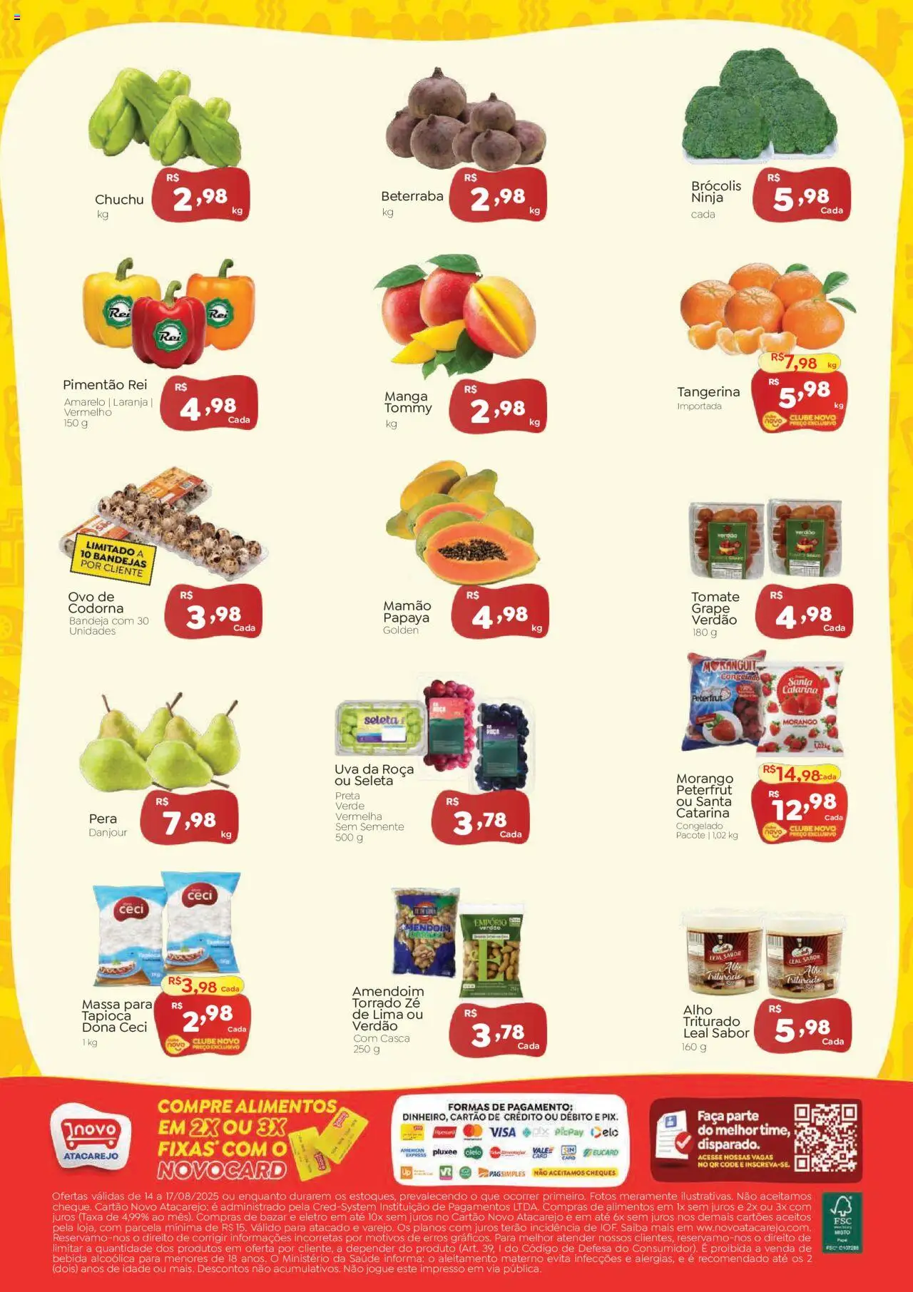 Novo Atacarejo Folheto - válido de 14.08.2025 | Página: 2 | Produtos: Chuchu, Alho, Beterraba, Massa