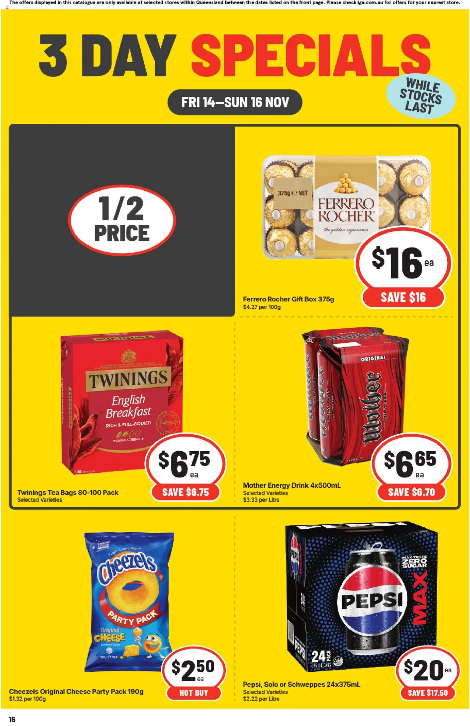 IGA catalogue - valid from 14.11.2025 | Page: 2 | Products: Box, Cheese, Energy drink, Tea
