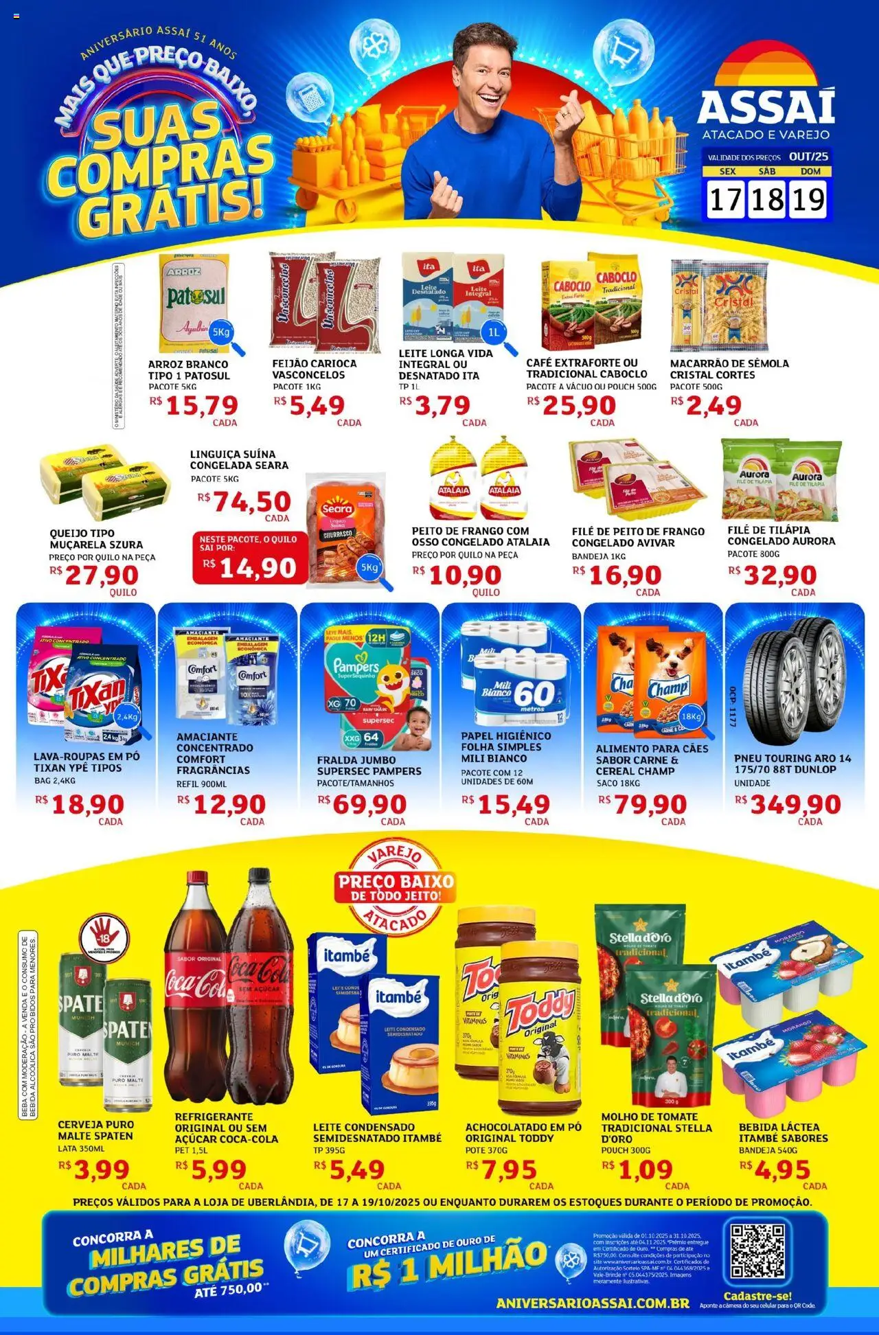 Assaí Atacadista Folheto - válido de 17.10.2025 | Página: 1 | Produtos: Tilápia, Baixo, Papel higiênico, Peito de frango