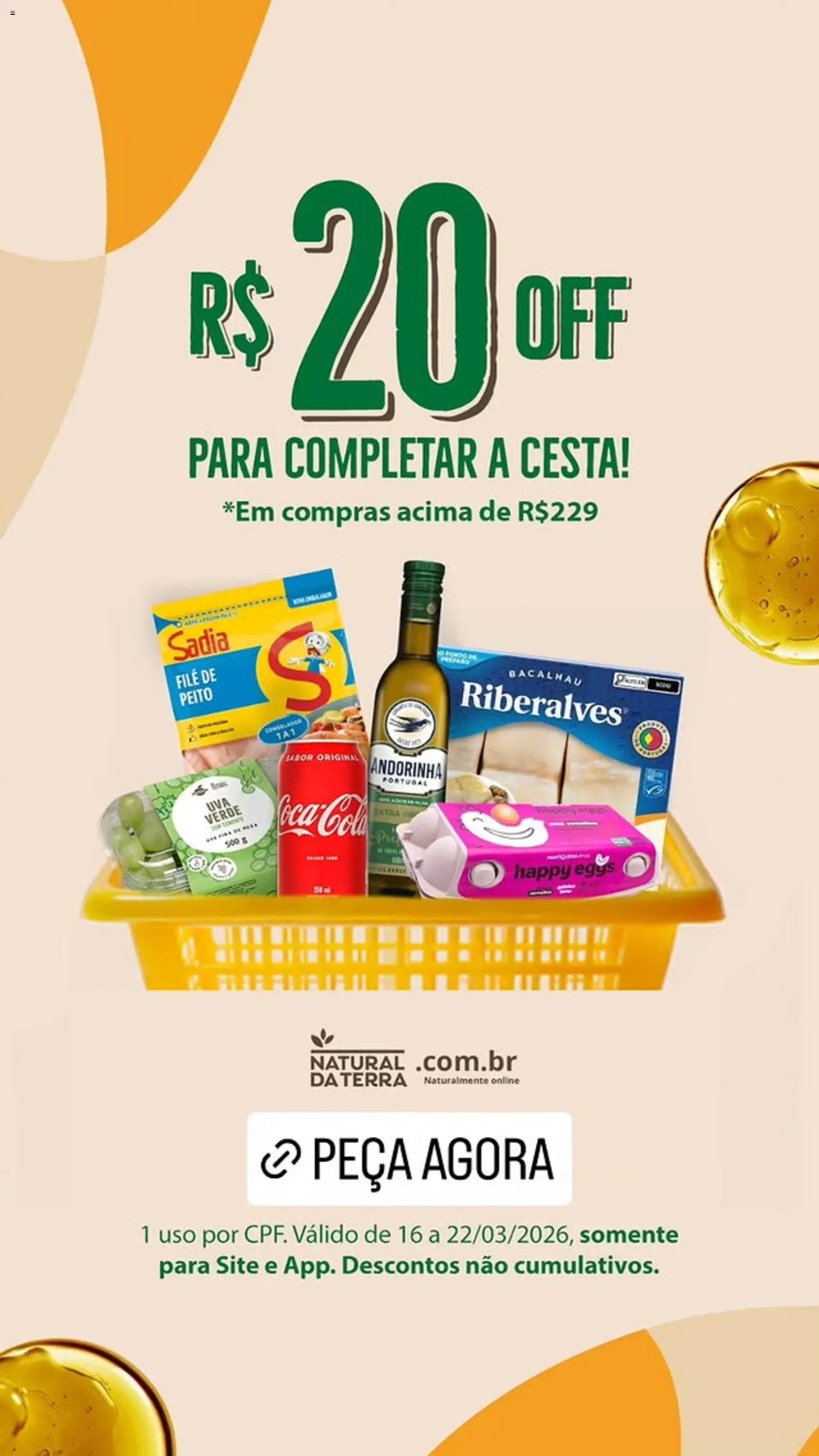 Natural da Terra Folheto - válido de 16.03.2026 | Página: 1 | Produtos: Bacalhau, Cesta