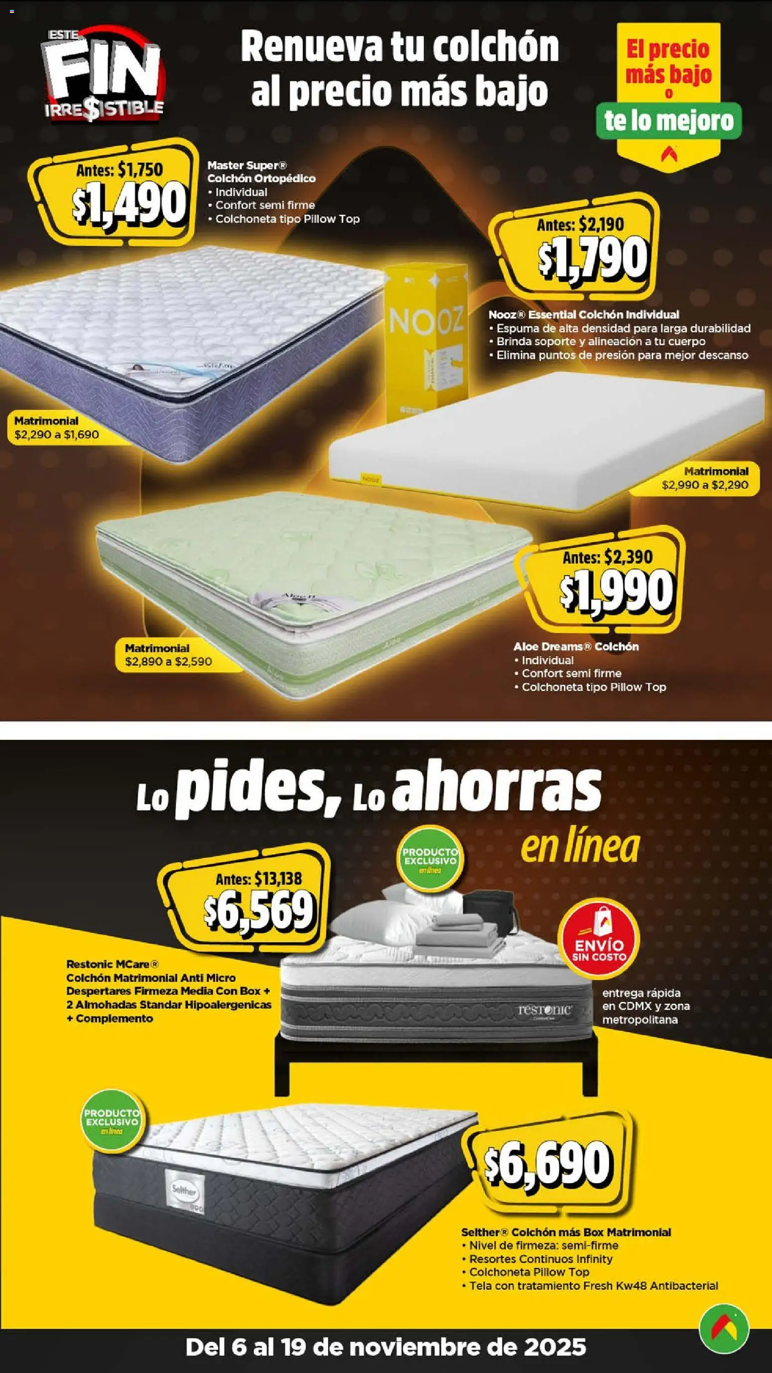 Nuevas ofertas de Bodega Aurrerá válidas en toda la República Mexicana desde el 06.11.2025. ¡Encuentra las mejores ofertas en Bodega Aurrerá Buen Fin ! | Página: 17 | Productos: Colchoneta, Espuma, Colchón, Top
