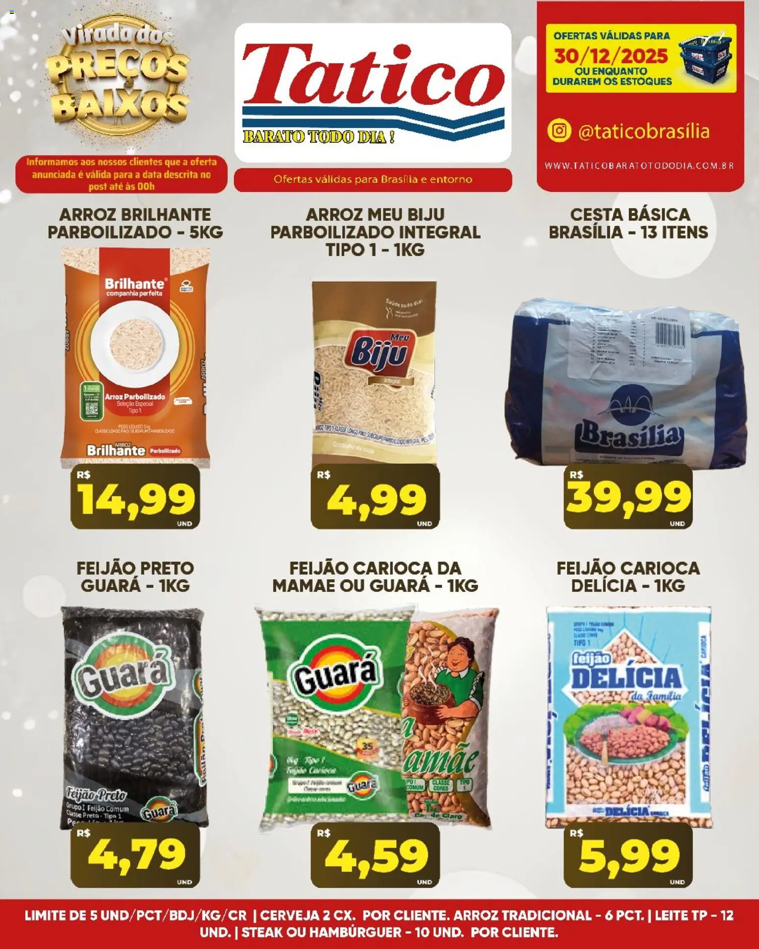 Tatico Folheto - válido de 31.12.2025 | Página: 24 | Produtos: Leite, Cesta, Arroz, Hambúrguer