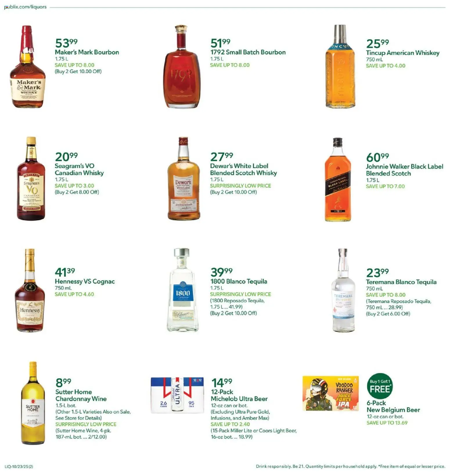 Publix Liquor - valid from 23.10.2025 | Page: 2 | Products: Juice, Wine, Bourbon, Whiskey