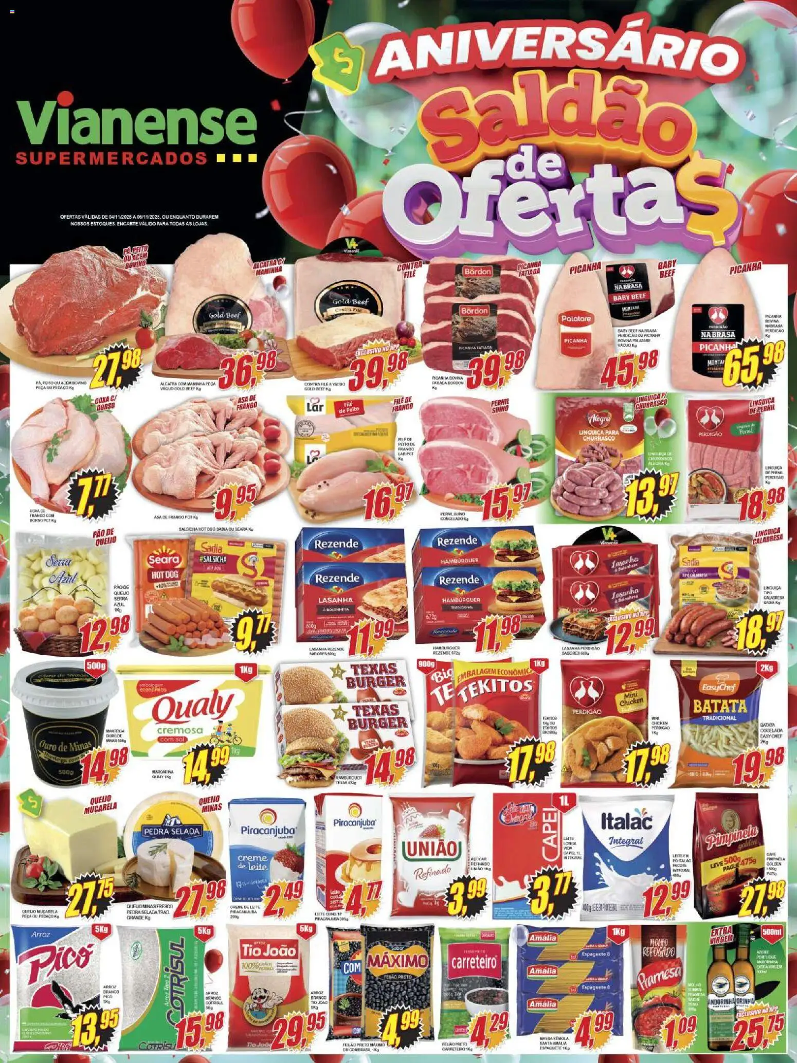 Vianense Folheto - válido de 04.11.2025 | Página: 1 | Produtos: Asa de frango, Queijo, Açúcar, Creme de leite