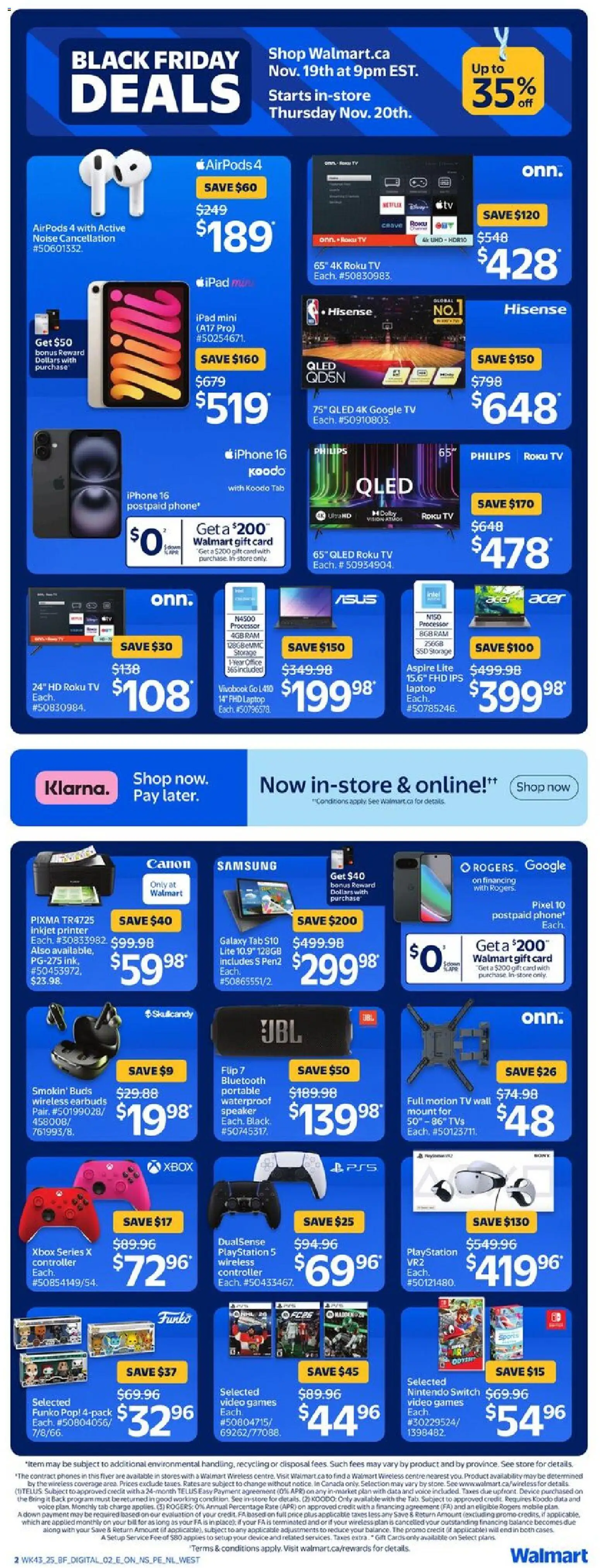 Walmart flyer valid from 19.11.2025 | Page: 3 | Products: Phone, Playstation, Xbox, Speaker