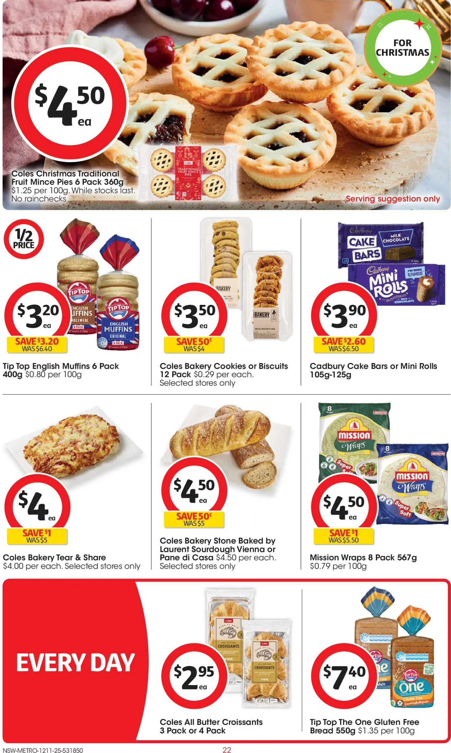 Coles catalogue - valid from 12.11.2025 | Page: 22 | Products: Milk, Butter, Muffins, Bakery