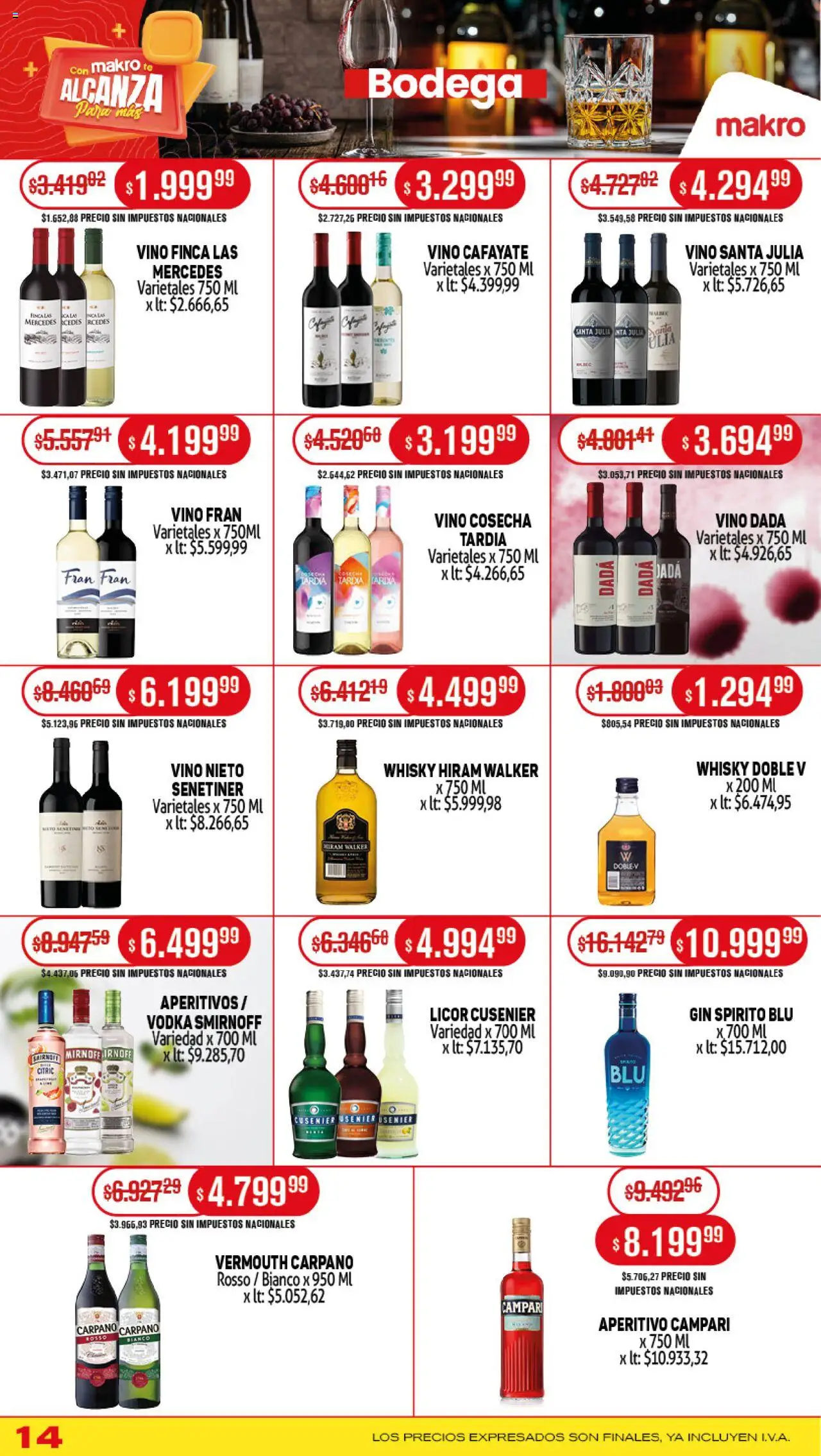 Makro ofertas │ válido desde el 14.08.2025 | Página: 14 | Productos: Vodka, Gin, Vino, Té