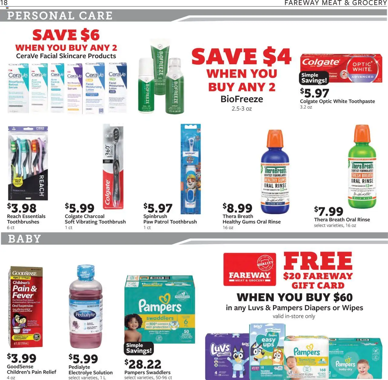 Fareway Weekly Ad - valid from 13.10.2025 | Page: 18 | Products: Toothpaste, Toothbrush, Cream, Underwear