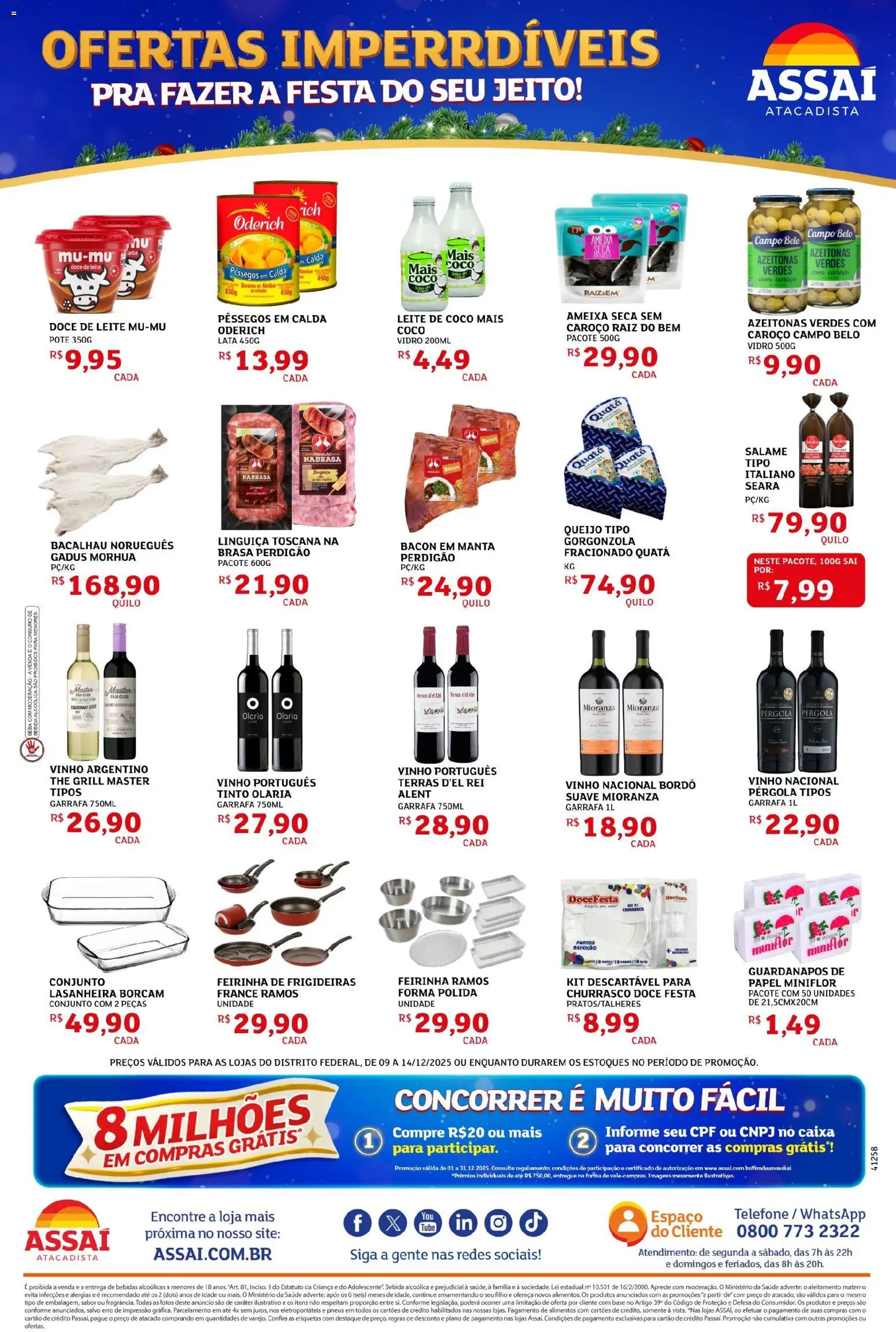 Assaí Atacadista Folheto - válido de 09.12.2025 | Página: 2 | Produtos: Azeitonas, Caixa, Leite, Pneus