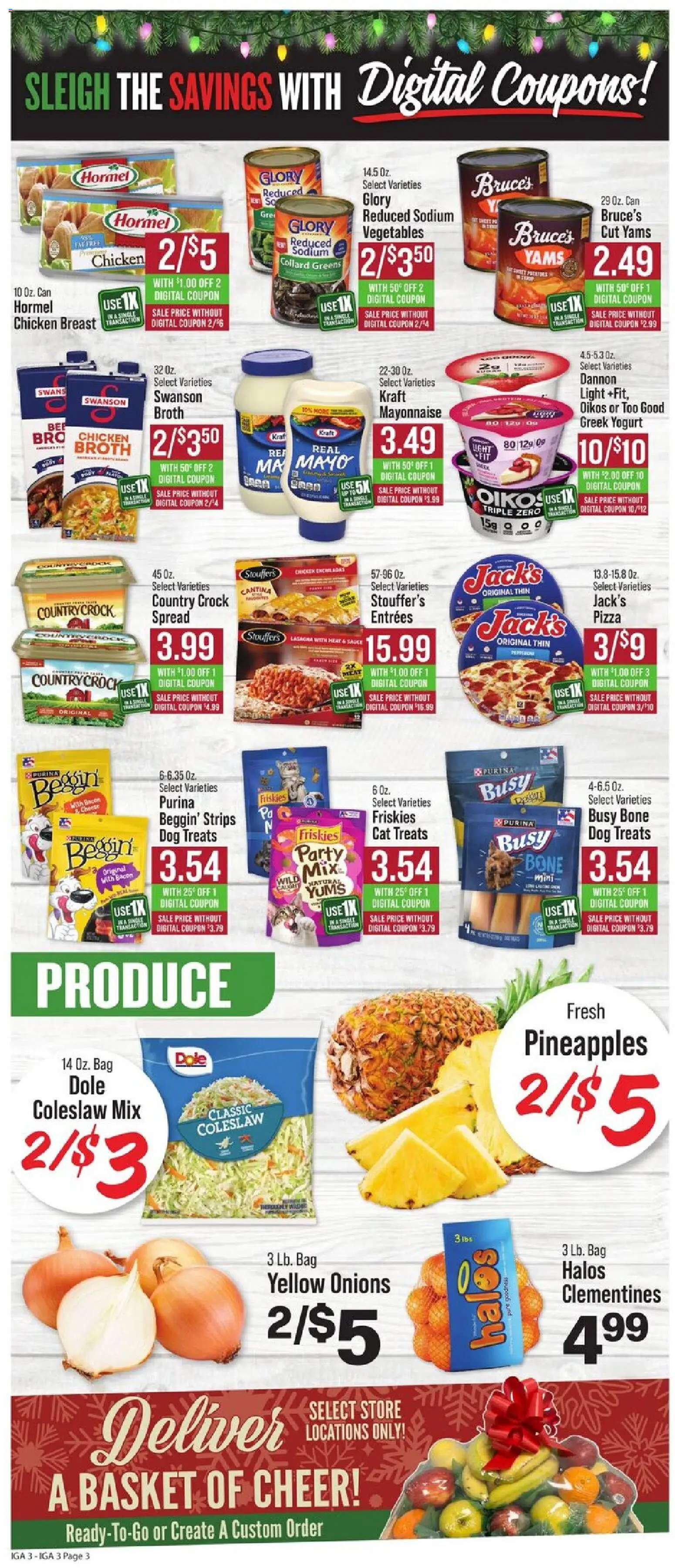 IGA Weekly Ad - valid from 17.12.2025 | Page: 4 | Products: Basket, Pizza, Mayonnaise, Greens