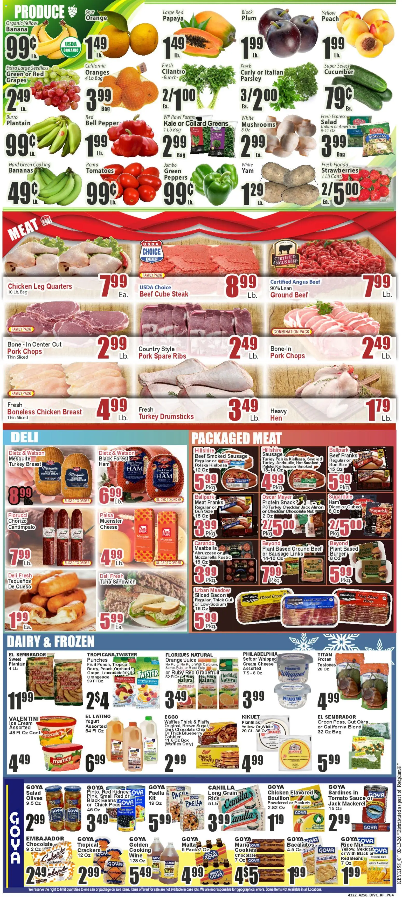 Key Food Weekly Ad - valid from 15.02.2026 | Page: 4 | Products: Strawberries, Cream, Sausage, Grapes