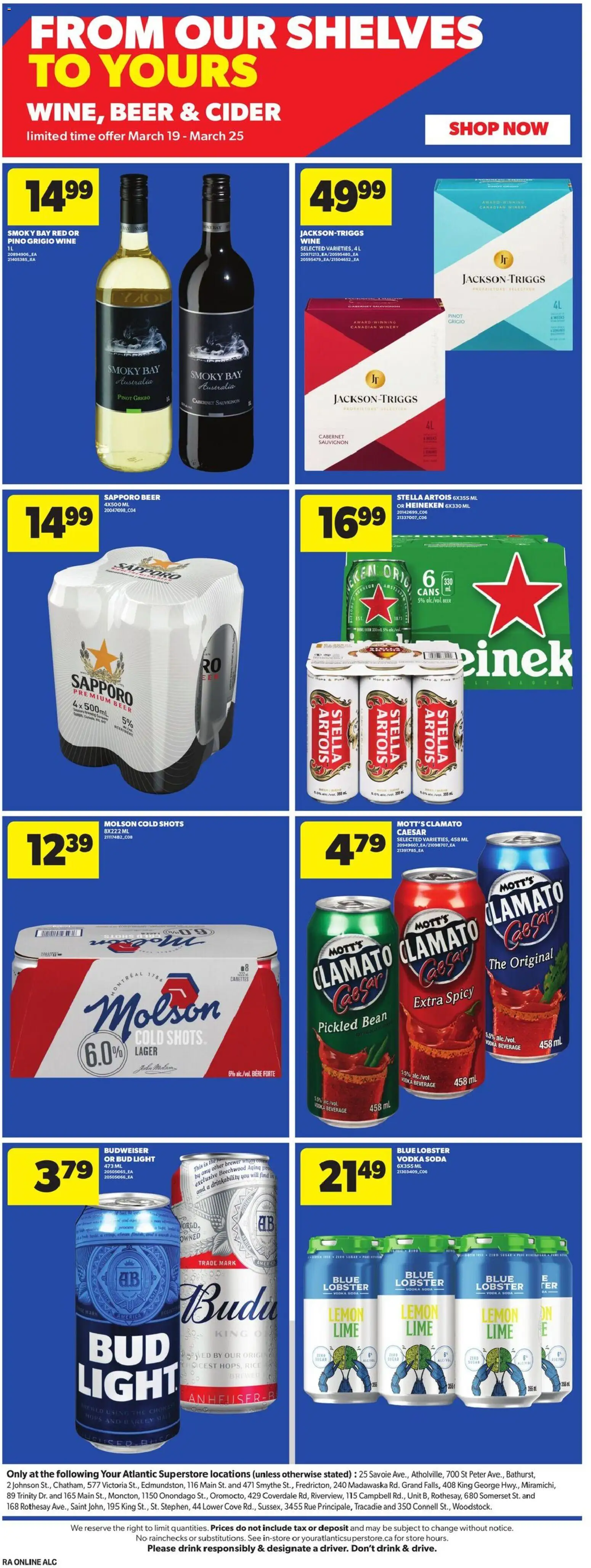 Atlantic Superstore flyer valid from 19.03.2026 | Page: 20 | Products: Rice, Vodka, Wine, Beer