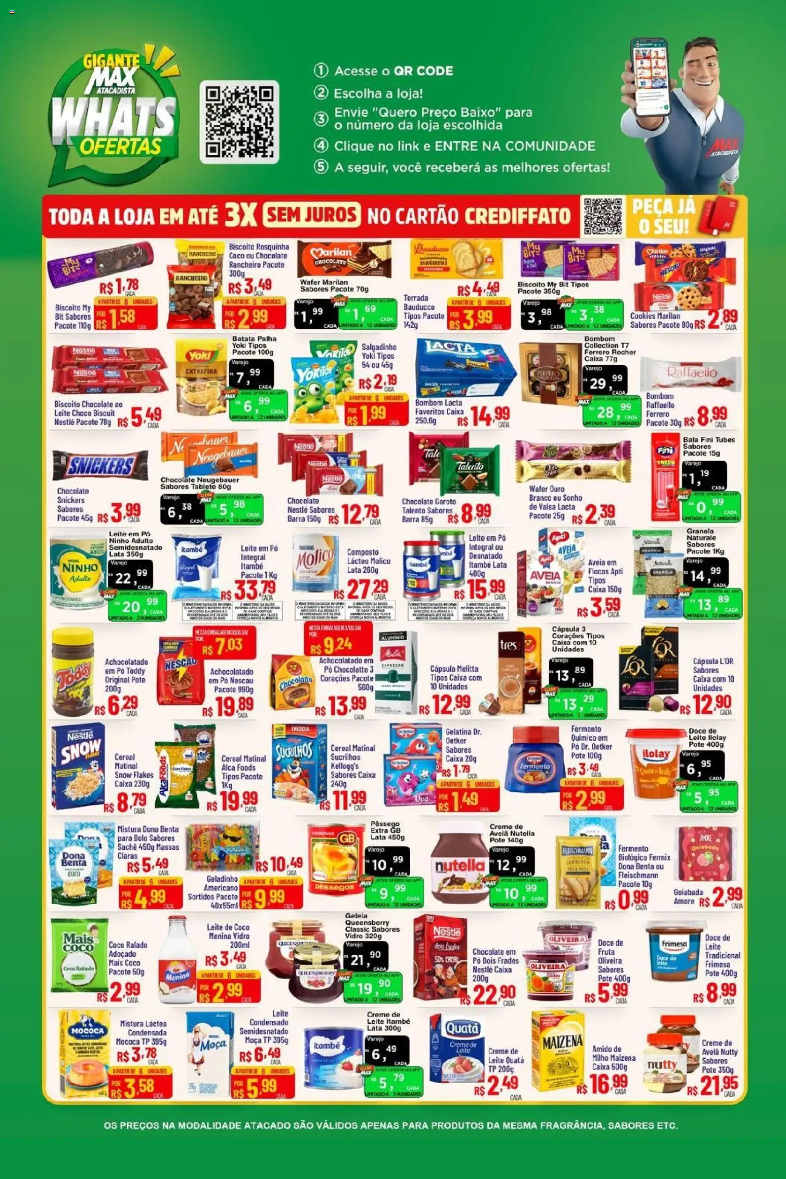 Max Atacadista Folheto - válido de 13.04.2026 | Página: 3 | Produtos: Pêssego, Baixo, Batata, Leite em pó