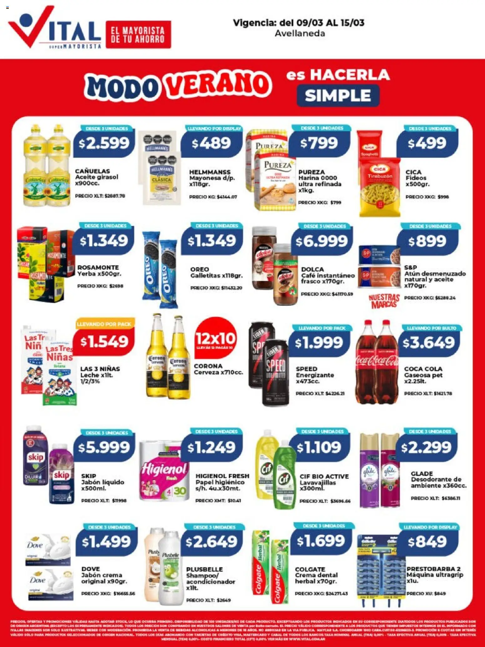 Vital - Ofertas - Avellaneda │ válido desde el 09.03.2026 | Página: 1 | Productos: Aceite, Desodorante, Leche, Crema