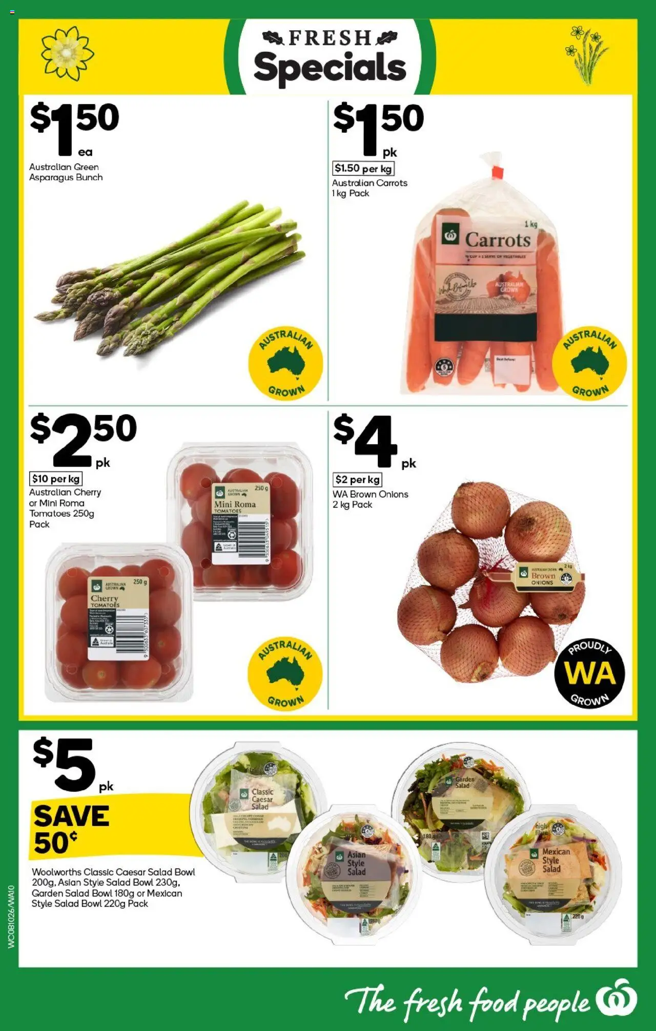 Woolworths catalogue - valid from 08.10.2025 | Page: 10 | Products: Tomatoes, Carrots, Salad, Onions