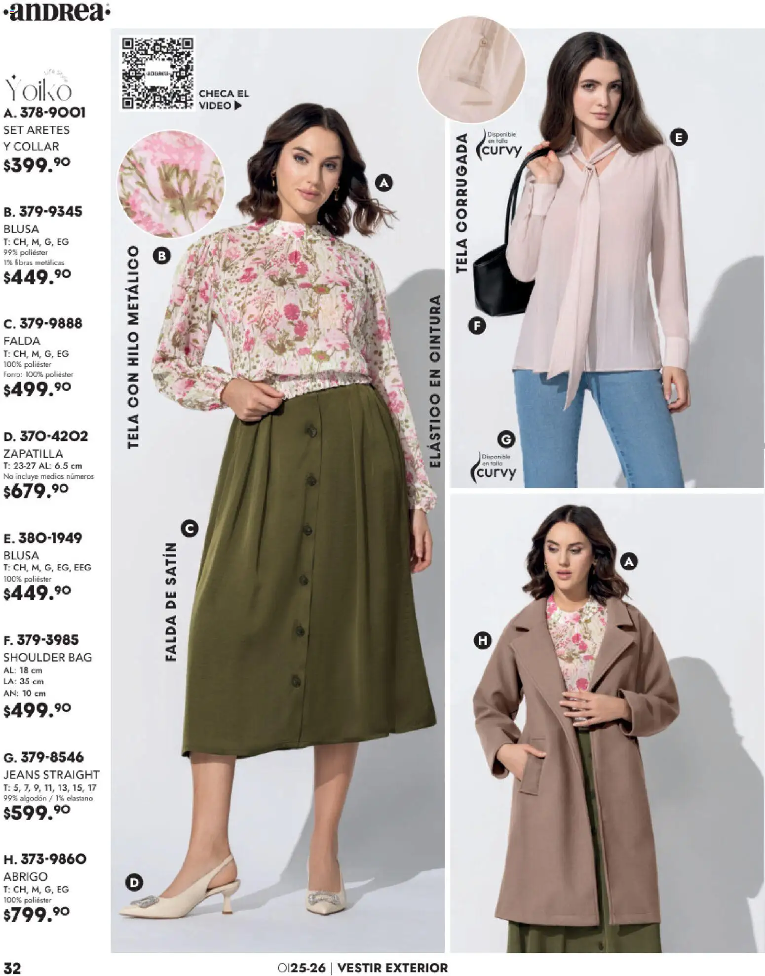 Nuevas ofertas de Andrea válidas en toda la República Mexicana desde el 26.11.2025. ¡Encuentra las mejores ofertas en Andrea catálogo Vestir! | Página: 32 | Productos: Blusa, Abrigo, Aretes, Falda