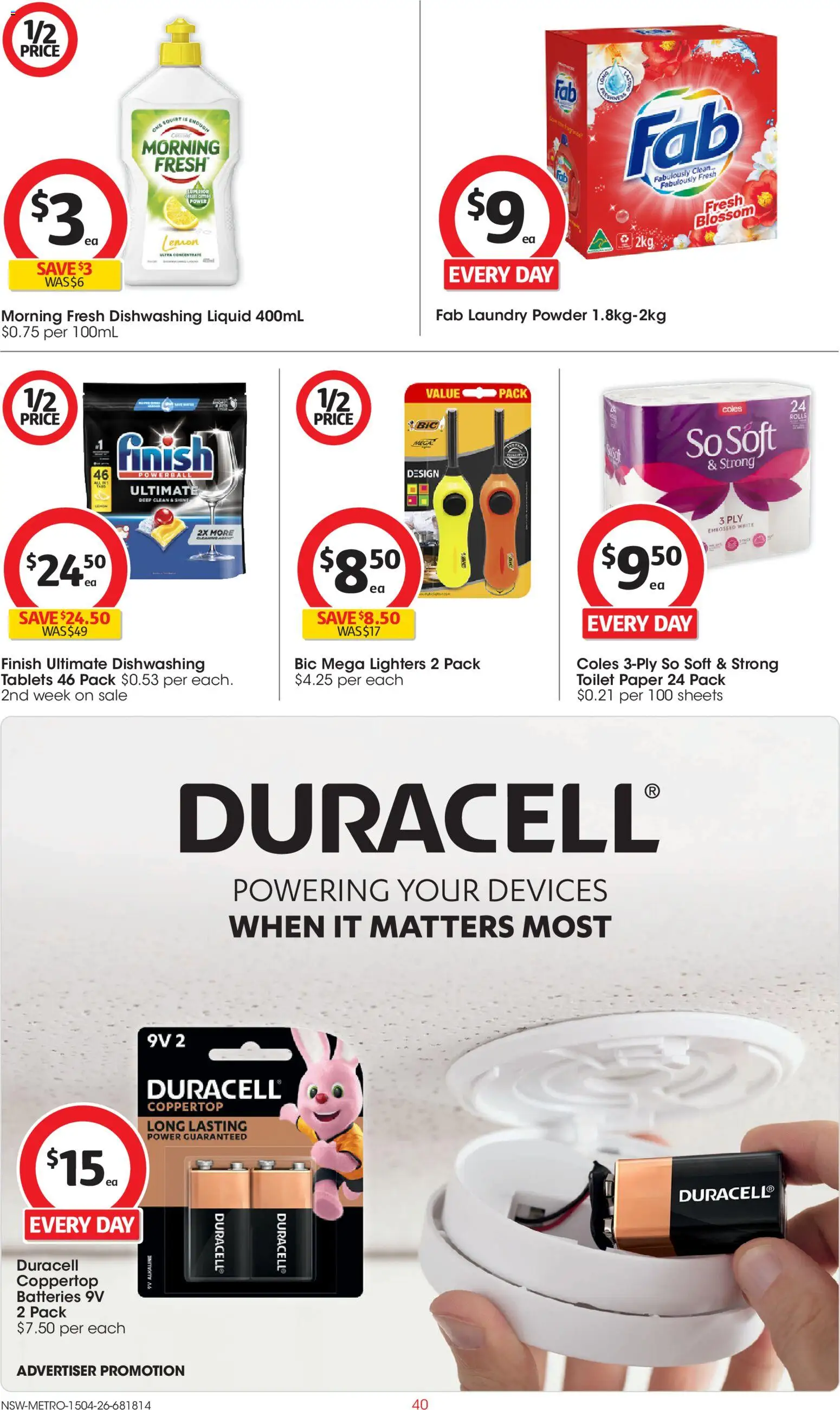 Coles catalogue - valid from 15.04.2026 | Page: 40 | Products: Powder, Lemon, Laundry, Tablets