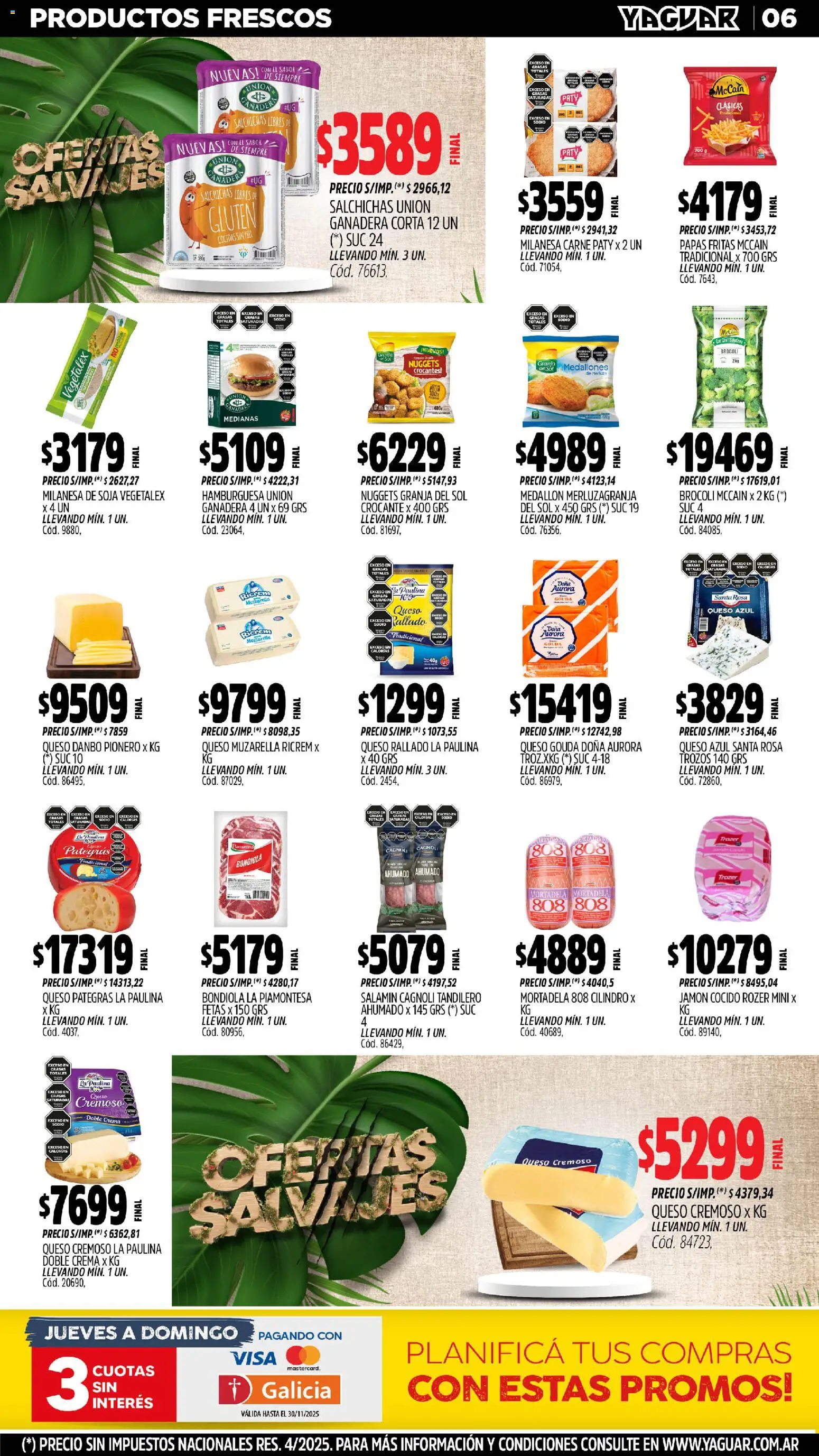 Yaguar - Maschwitz │ válido desde el 03.11.2025 | Página: 6 | Productos: Jamón cocido, Queso, Papas fritas, Crema