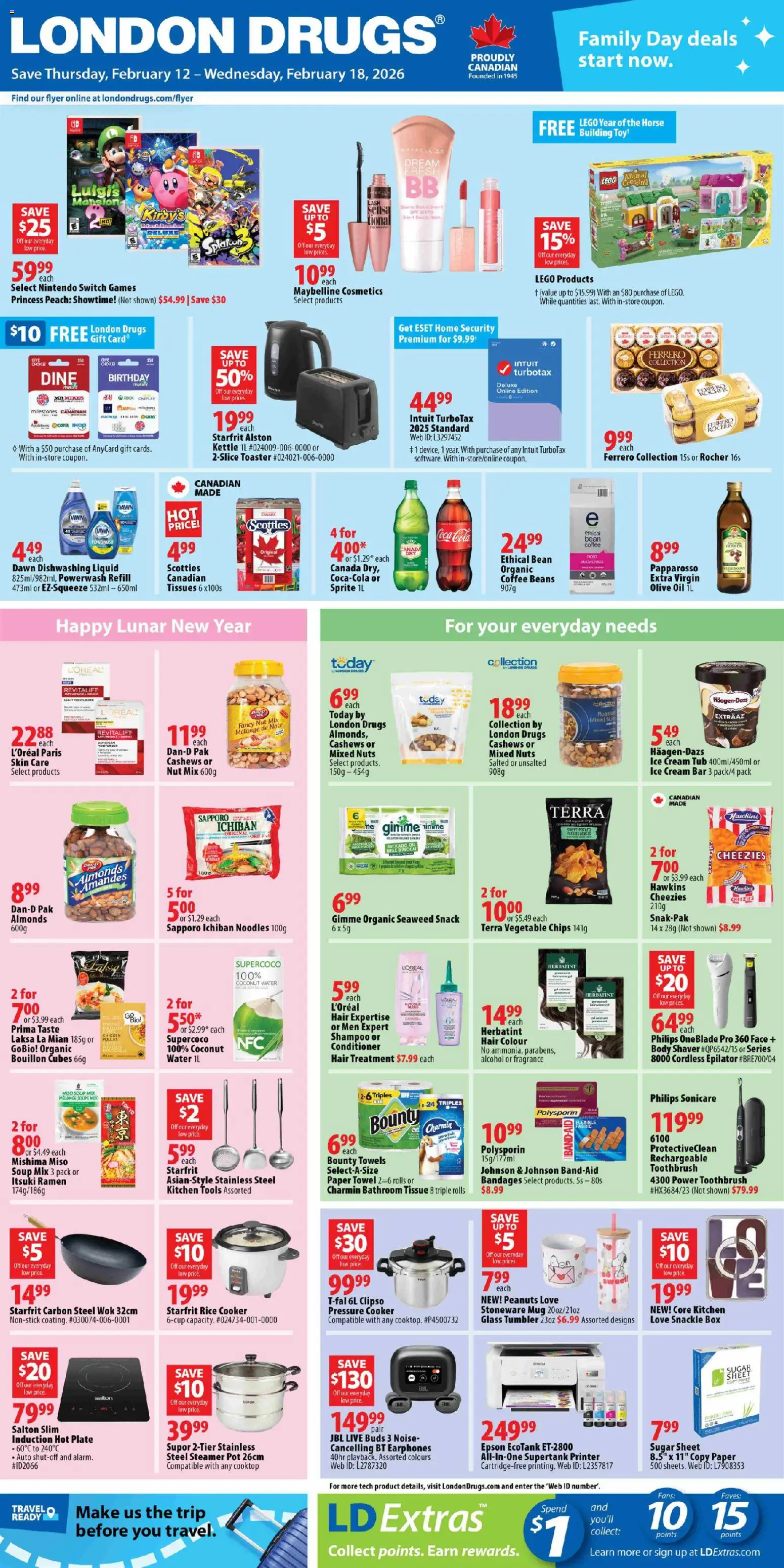 London Drugs flyer valid from 12.02.2026 | Page: 1 | Products: Cream, Xbox, Kettle, Epilator