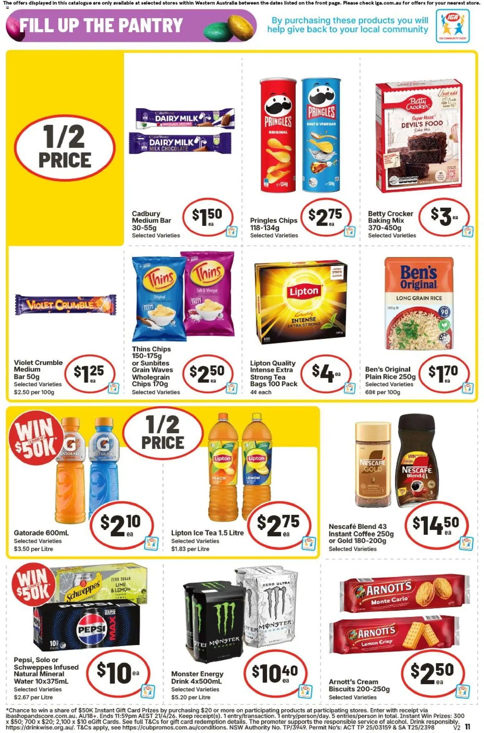 IGA catalogue - valid from 01.04.2026 | Page: 11 | Products: Milk, Pepsi, Biscuits, Lime