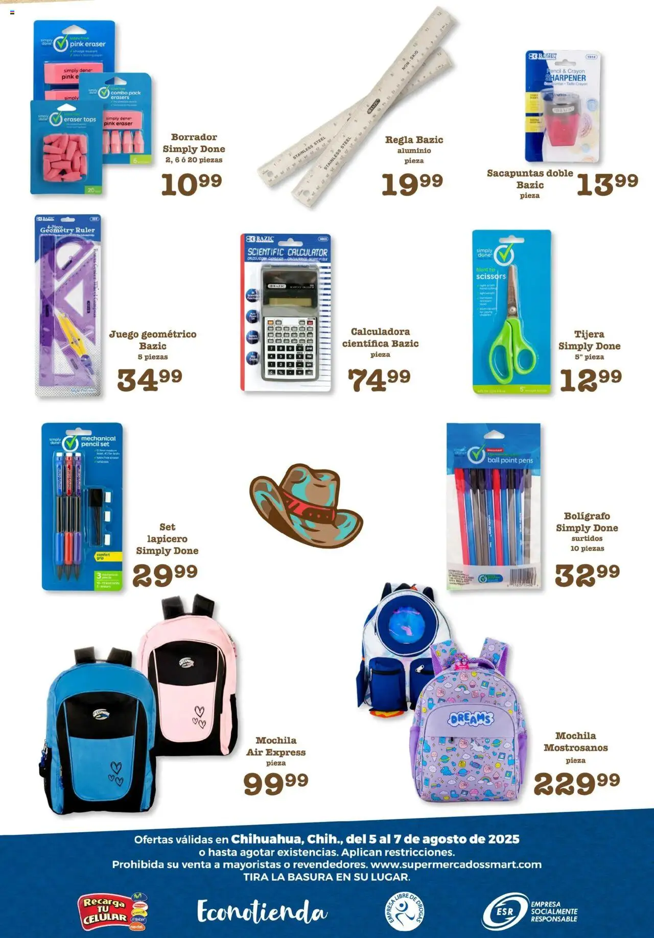 Nuevas ofertas de S-Mart válidas en toda la República Mexicana desde el 05.08.2025. ¡Encuentra las mejores ofertas en S-Mart - Folleto de Feria - Chihuahua! | Página: 6 | Productos: Tijera, Sacapuntas, Juego, Calculadora