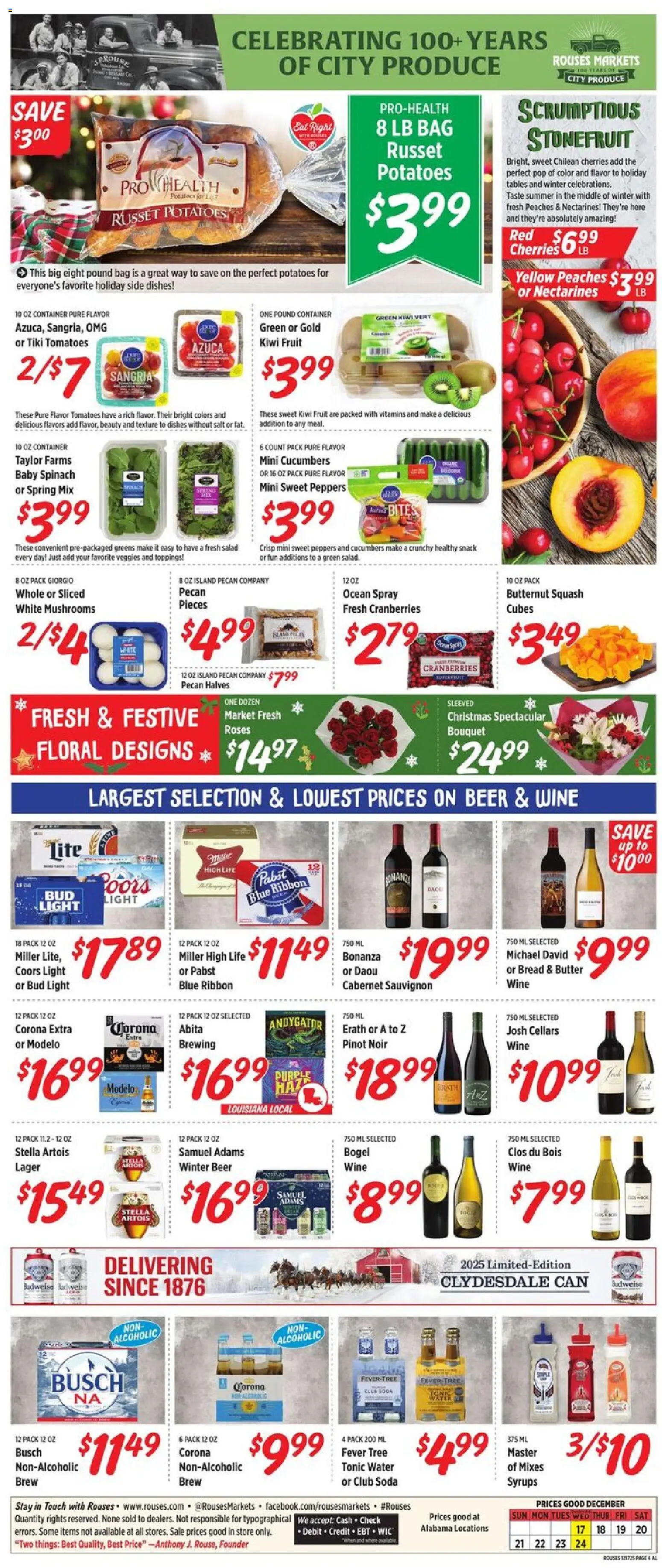 Rouses Weekly Ad - AL - valid from 17.12.2025 | Page: 9 | Products: Squash, Spinach, Tomatoes, Potatoes